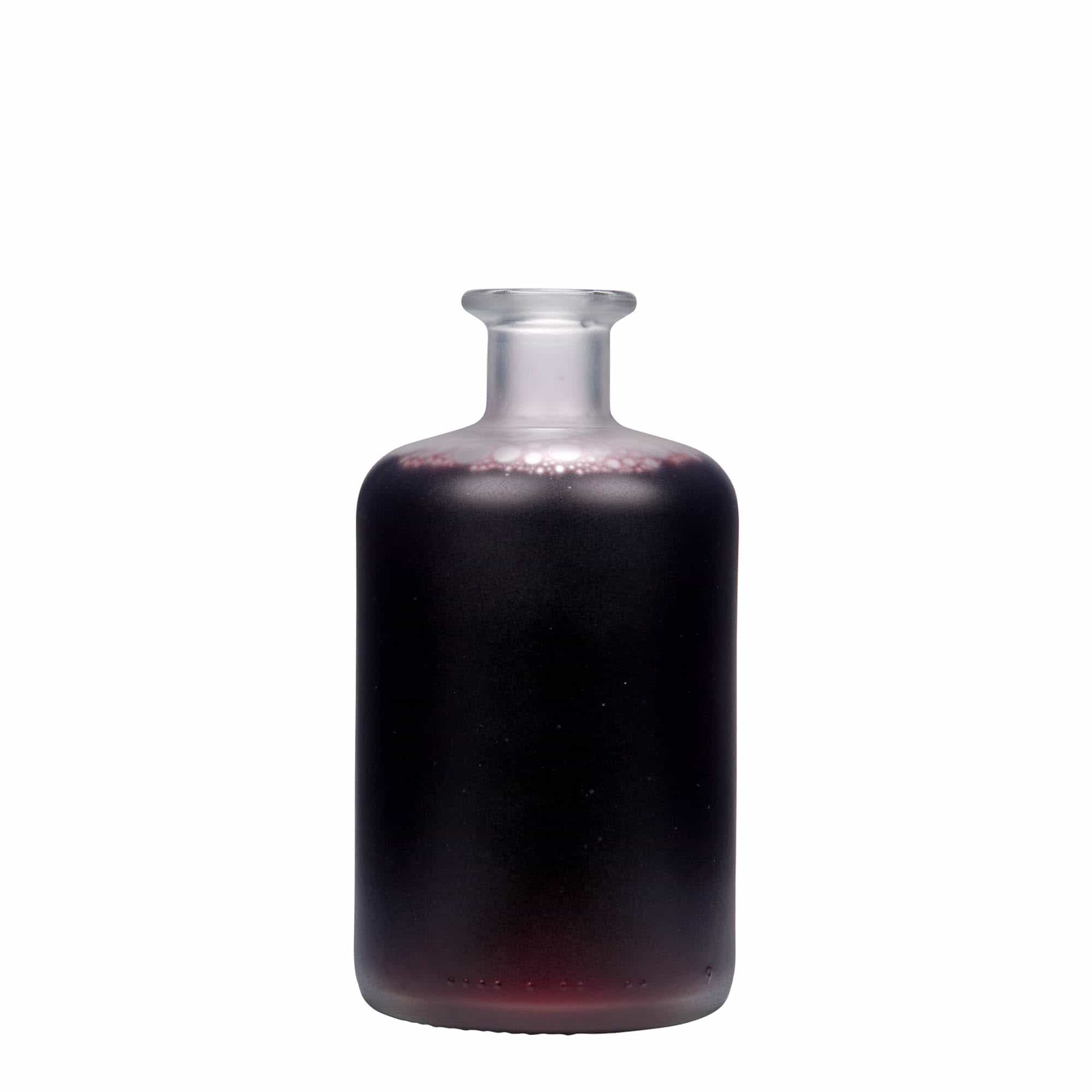 500 ml glazen apothekersfles, geëtst, opening: kurk