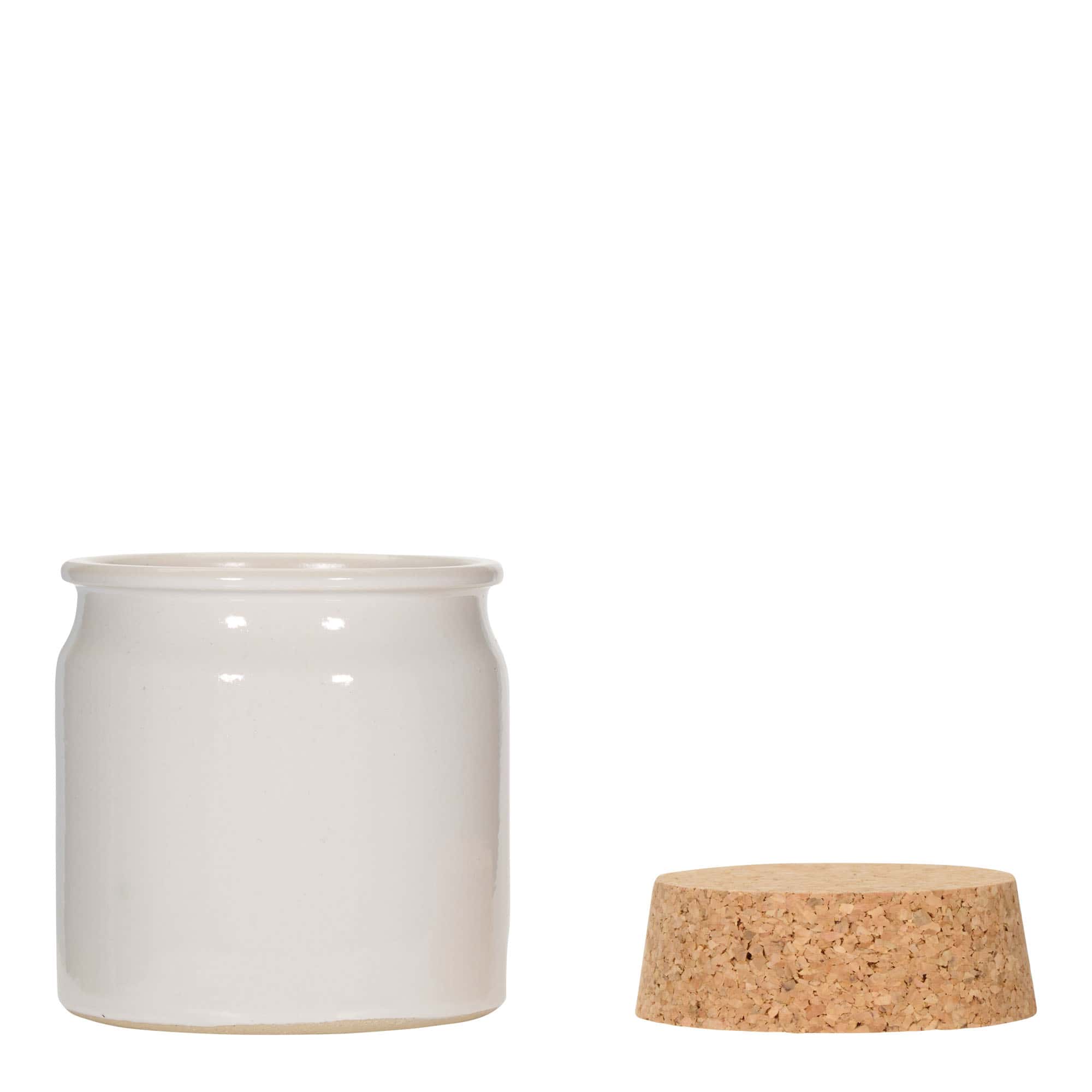 Steengoed pot, 160 ml, keramiek, wit, monding: kurk