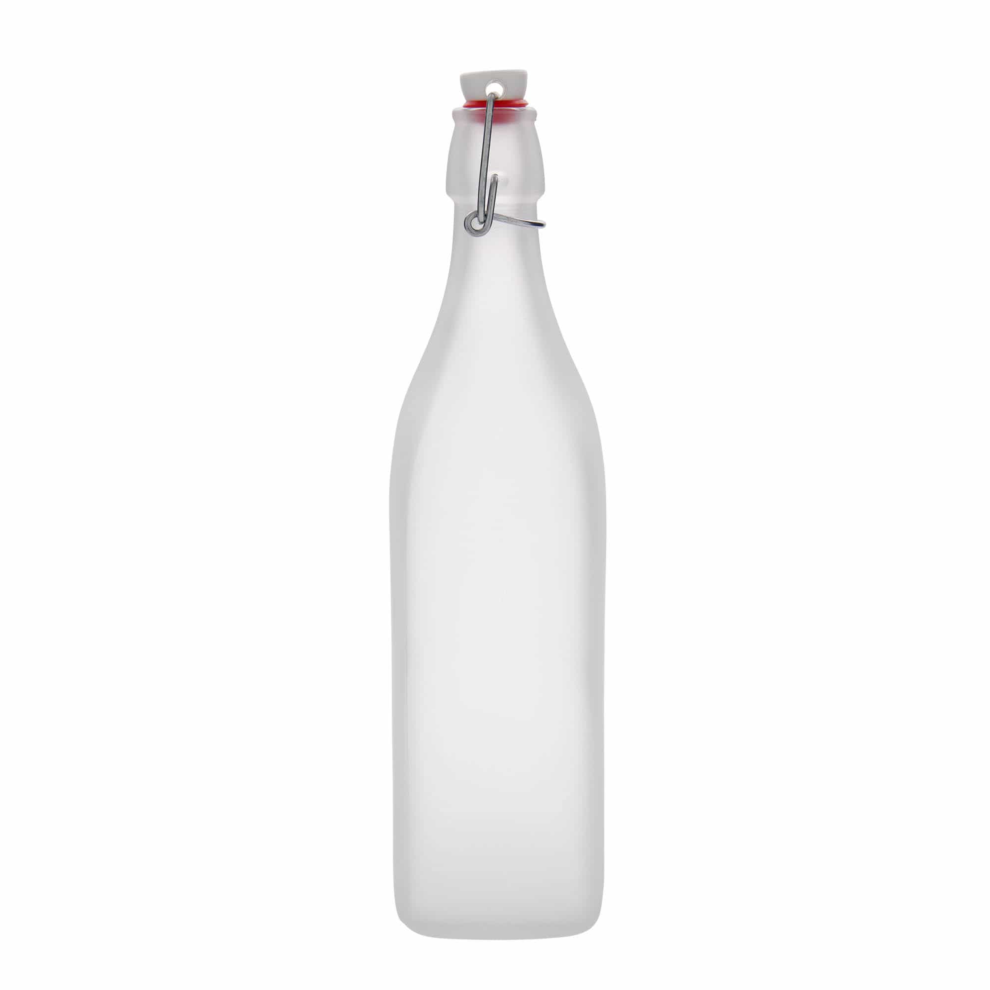 Glazen fles 'Swing', 1.000 ml, vierkant, wit, monding: beugelsluiting