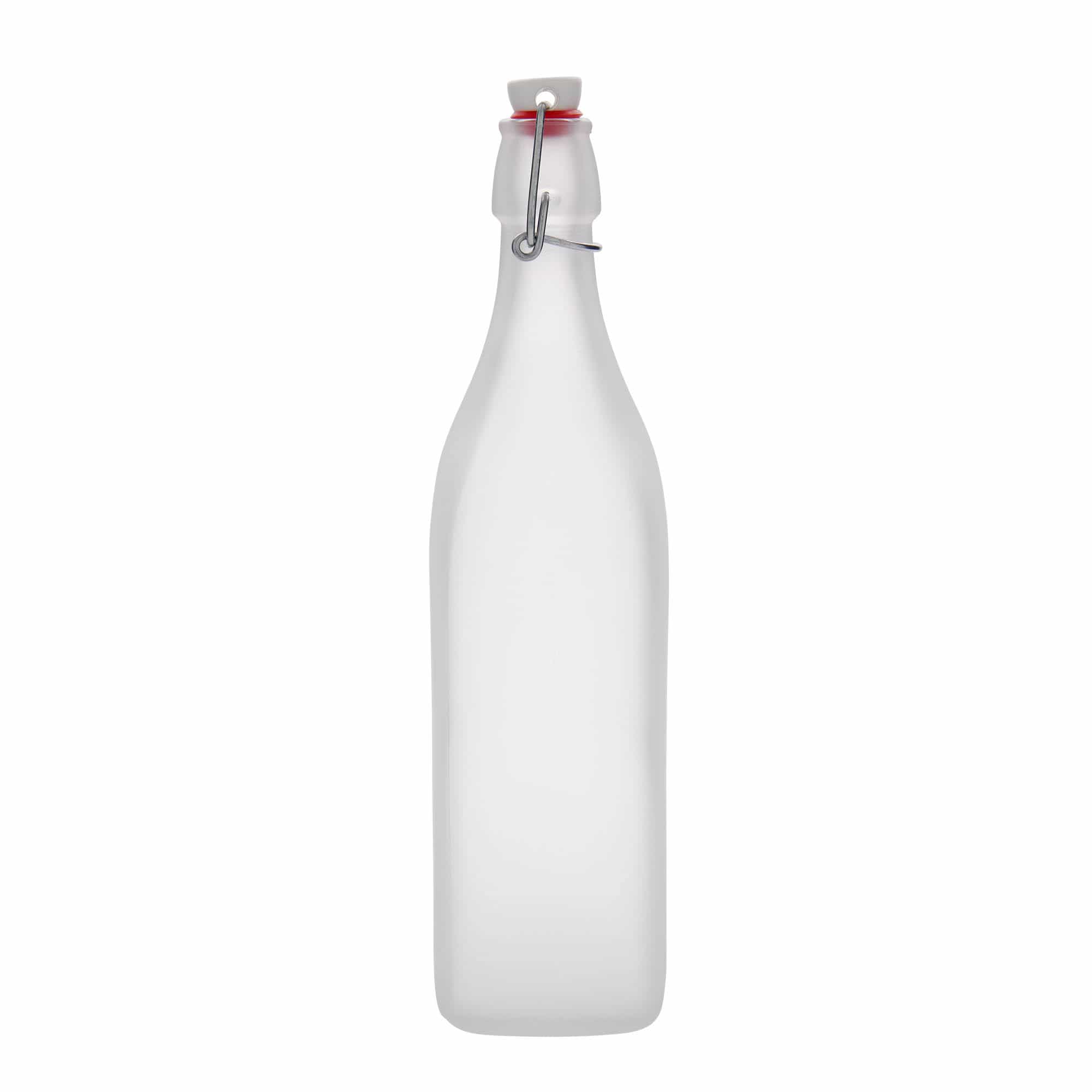 1.000 ml glazen fles 'Swing, vierkant, geëtst, opening: beugelsluiting' 1.000 ml glazen fles 'Swing, vierkant, geëtst, opening: beugelsluiting'