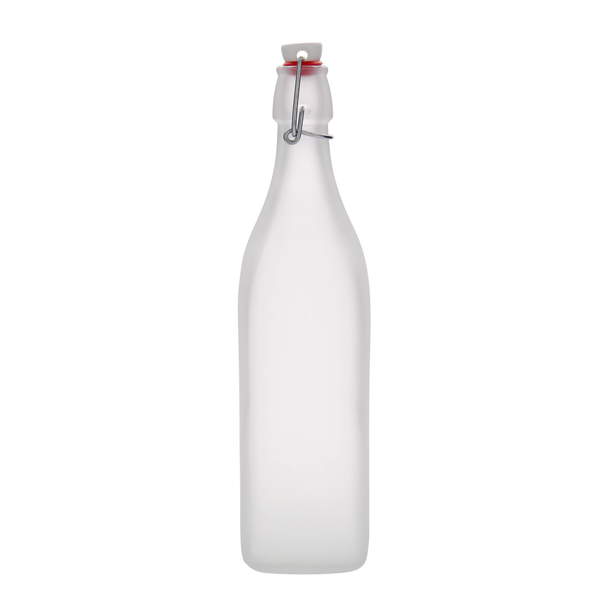1.000 ml glazen fles 'Swing, vierkant, geëtst, opening: beugelsluiting' 1.000 ml glazen fles 'Swing, vierkant, geëtst, opening: beugelsluiting'