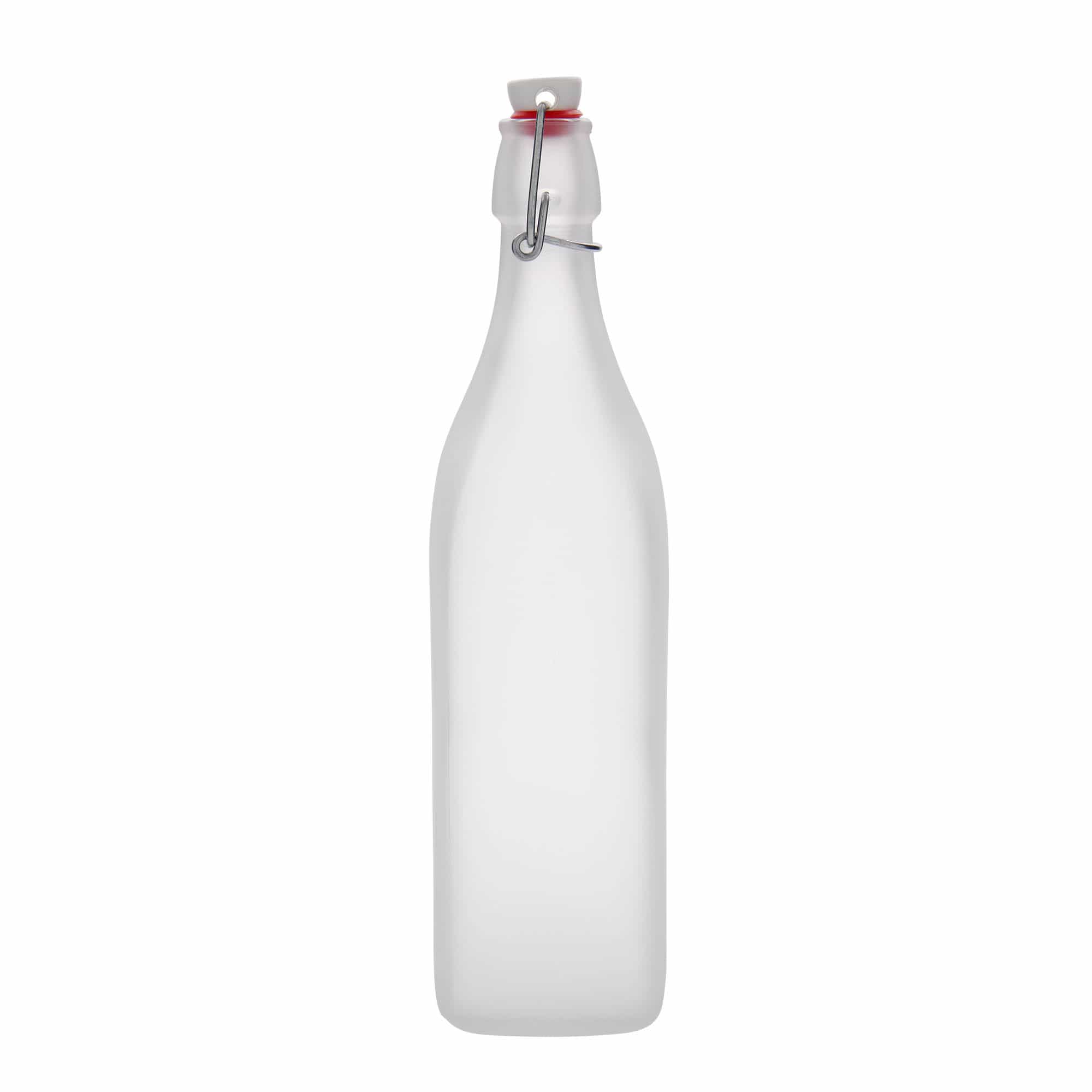 1.000 ml glazen fles 'Swing, vierkant, geëtst, opening: beugelsluiting'