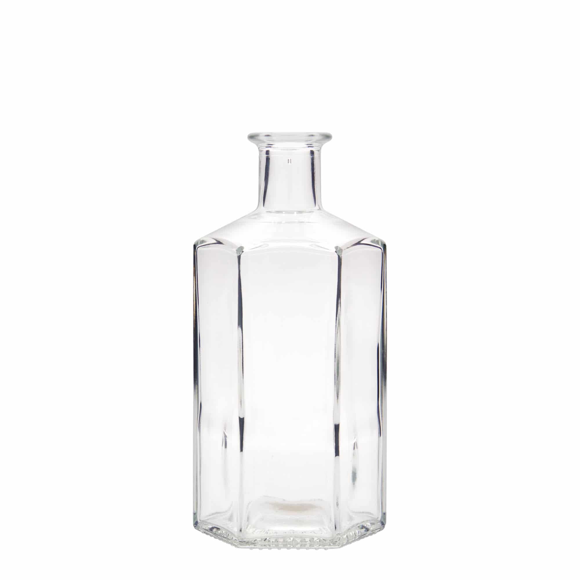 Glazen fles Apotheker 'Jimmy', 500 ml, zeshoekig, monding: kurk Glazen fles Apotheker 'Jimmy', 500 ml, zeshoekig, monding: kurk