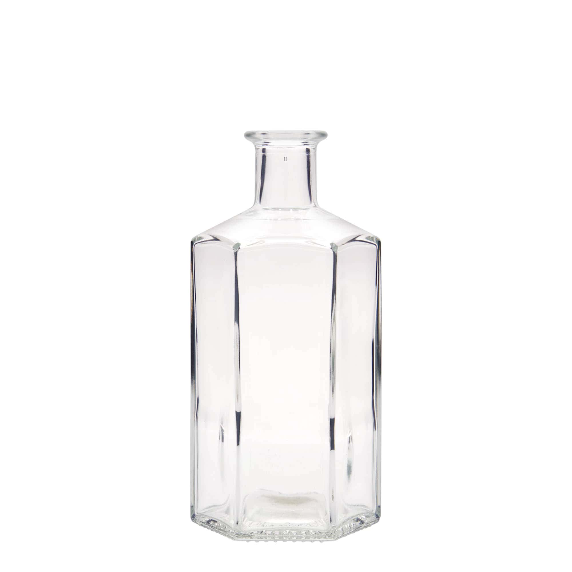 500 ml glazen fles apotheker 'Jimmy', zeshoekig, opening: kurk