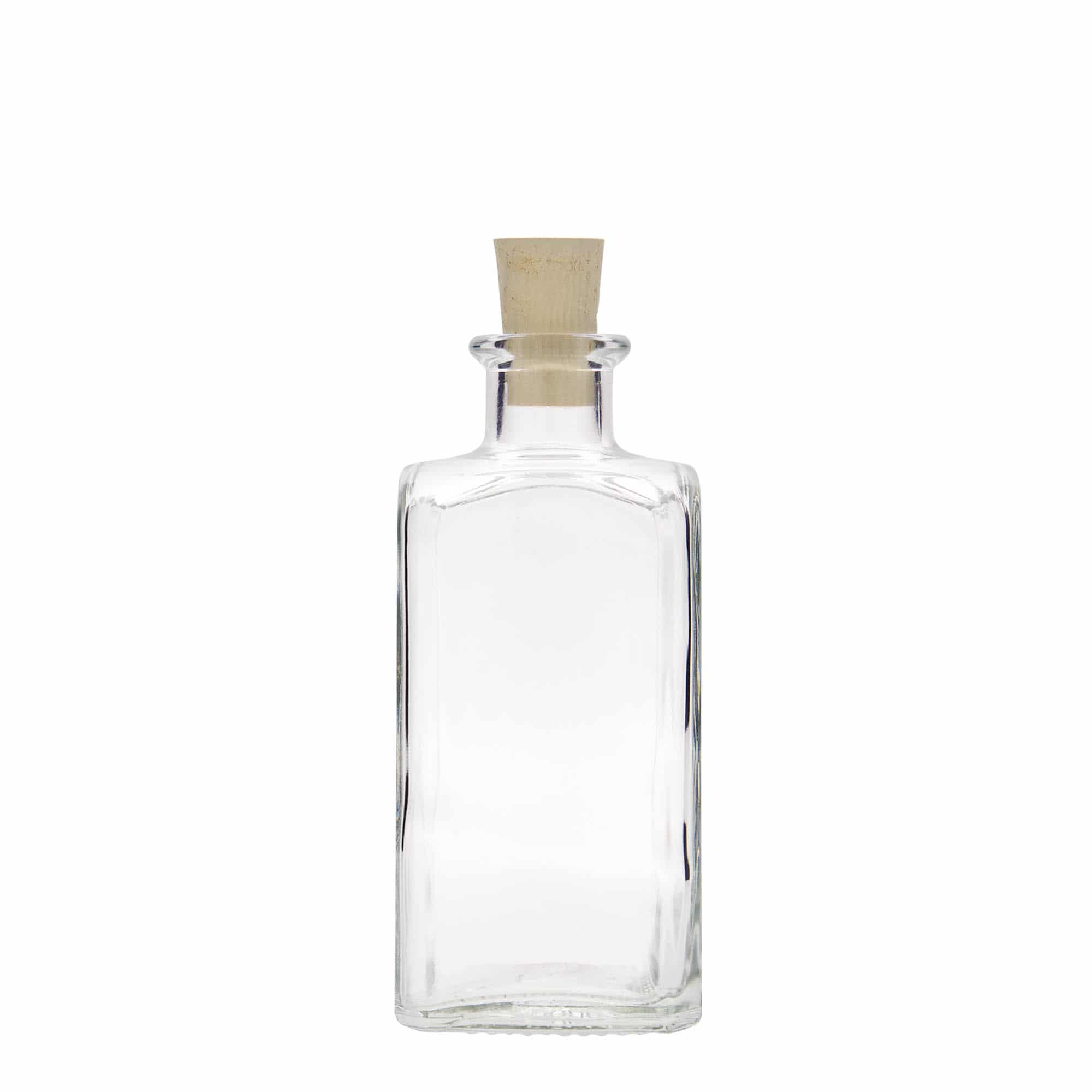 Glazen fles Apotheker carré, 250 ml, vierkant, monding: kurk