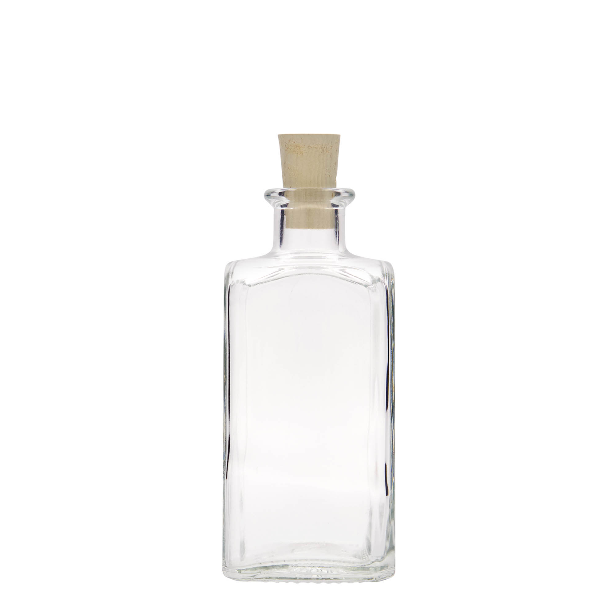 250 ml glazen fles Apotheker Carré, vierkant, opening: kurk 250 ml glazen fles Apotheker Carré, vierkant, opening: kurk
