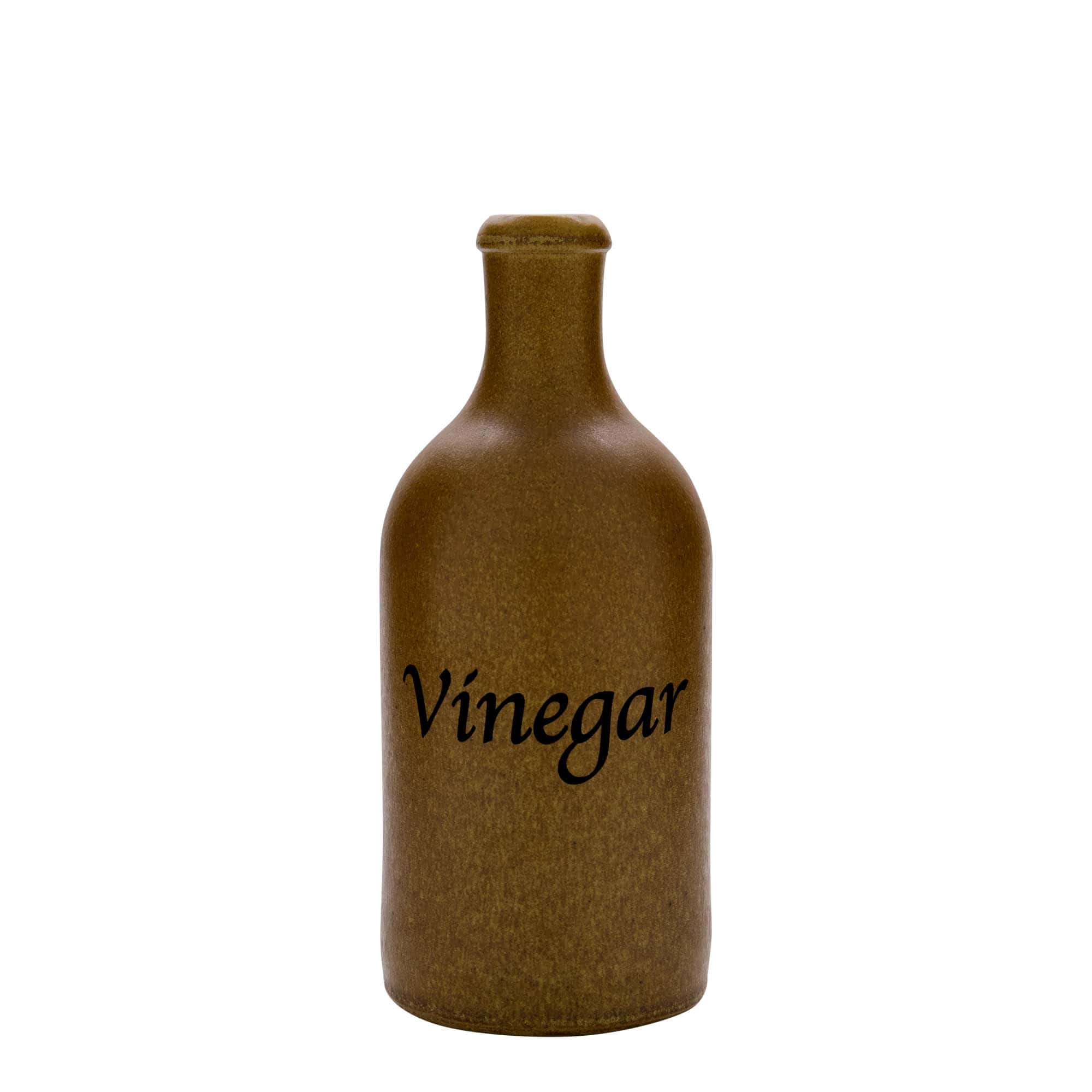 500 ml Tonkruik, motief: azijn, steengoed, bruin-kristal, monding: kurk