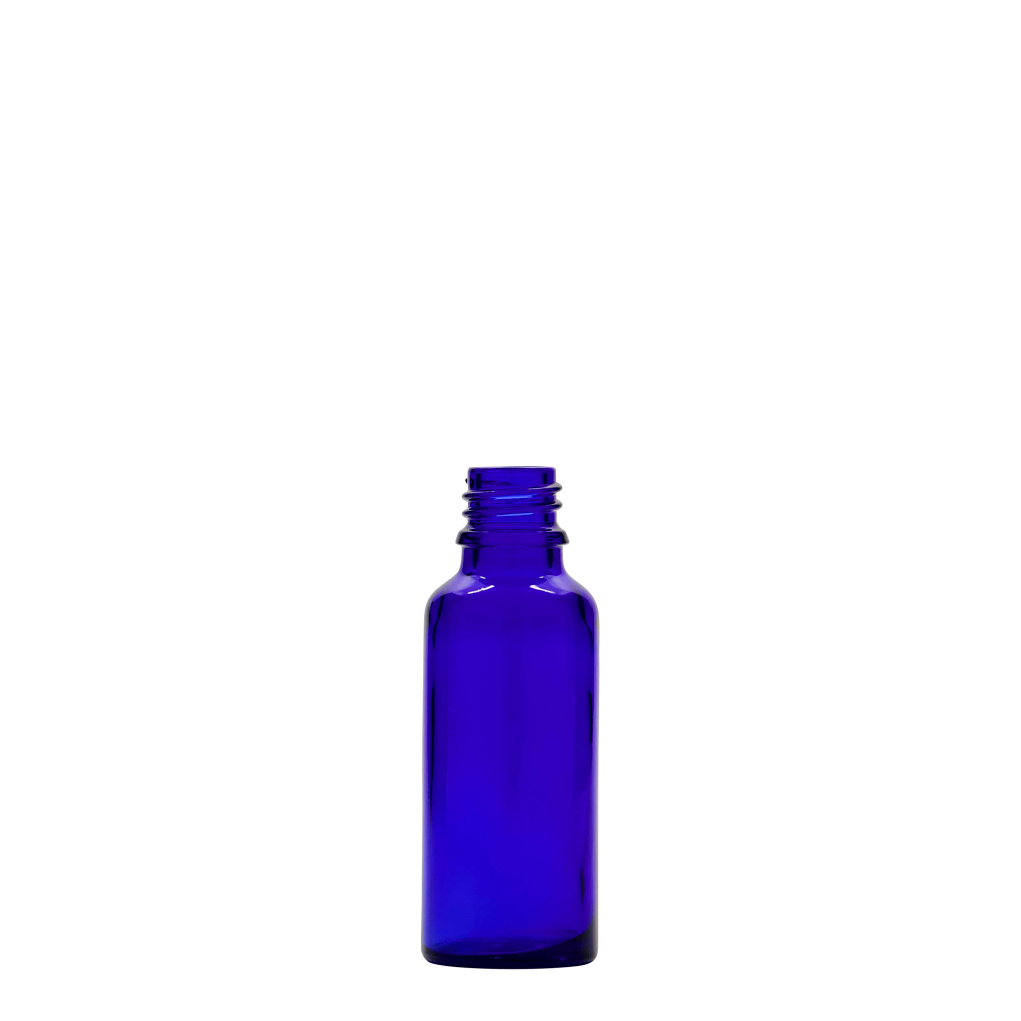 30 ml medicijnflesje, glas, koningsblauw, opening: DIN 18