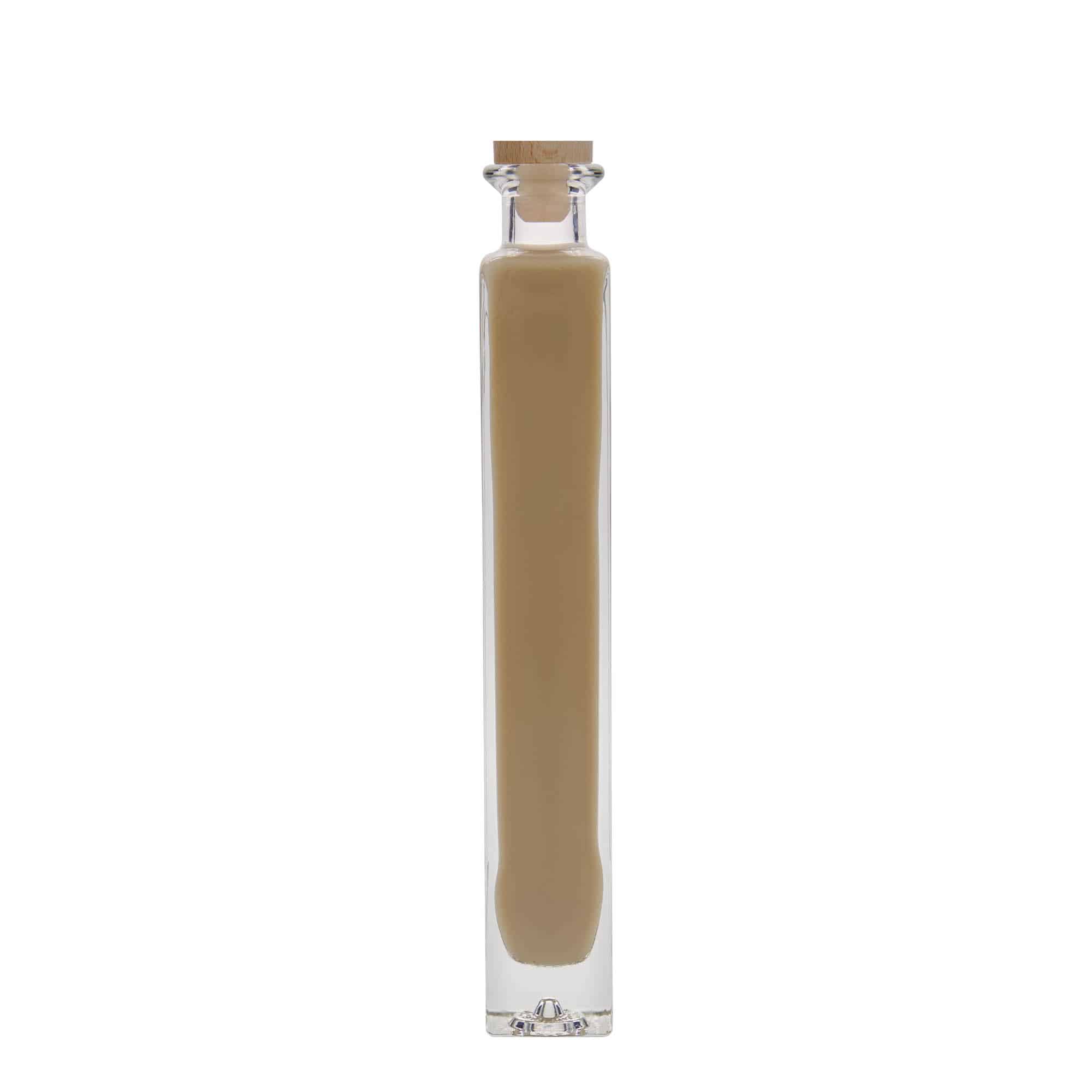 Glazen fles 'Tommy', 200 ml, vierkant, monding: kurk