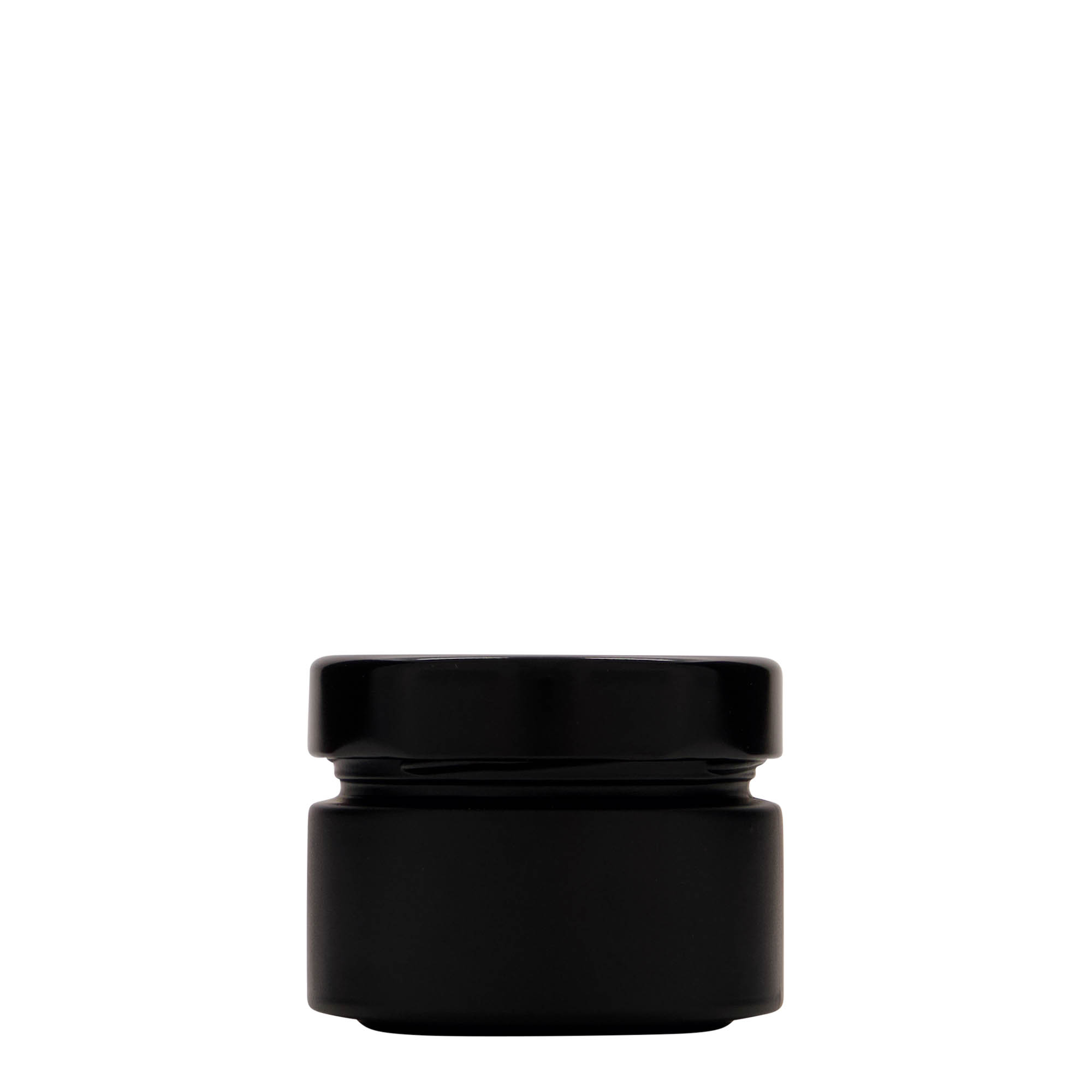 130 ml ronde glazen pot 'Aurora', zwart, opening: Deep-Twist-Off (DTO 66)