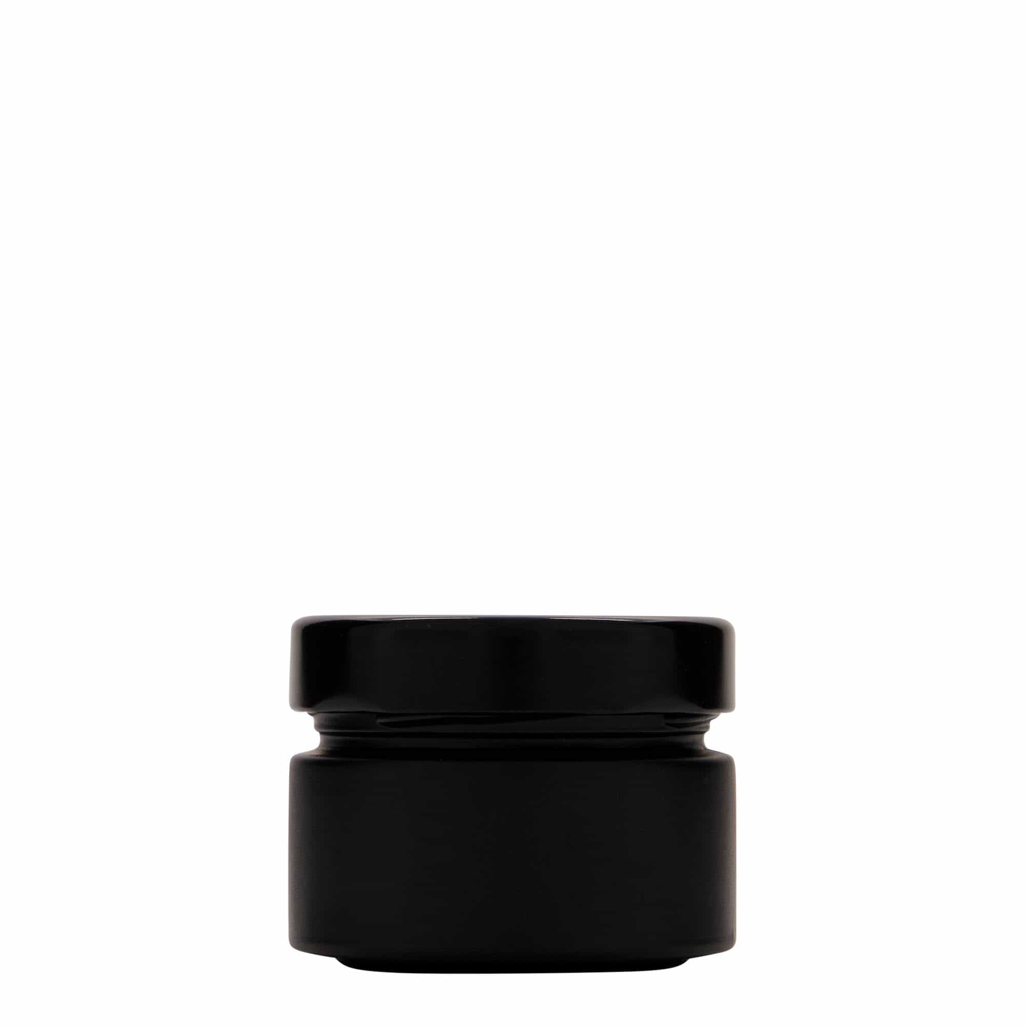 130 ml ronde glazen pot 'Aurora', zwart, opening: Deep-Twist-Off (DTO 66)