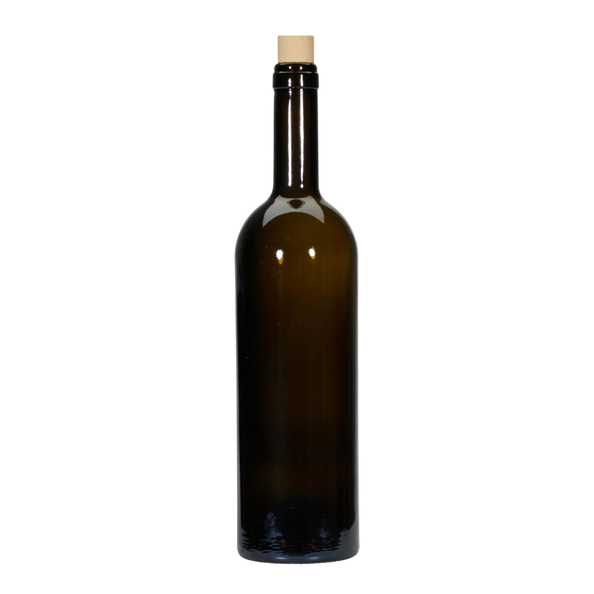 750 ml wijnfles 'Golia', antiekgroen, monding: kurk