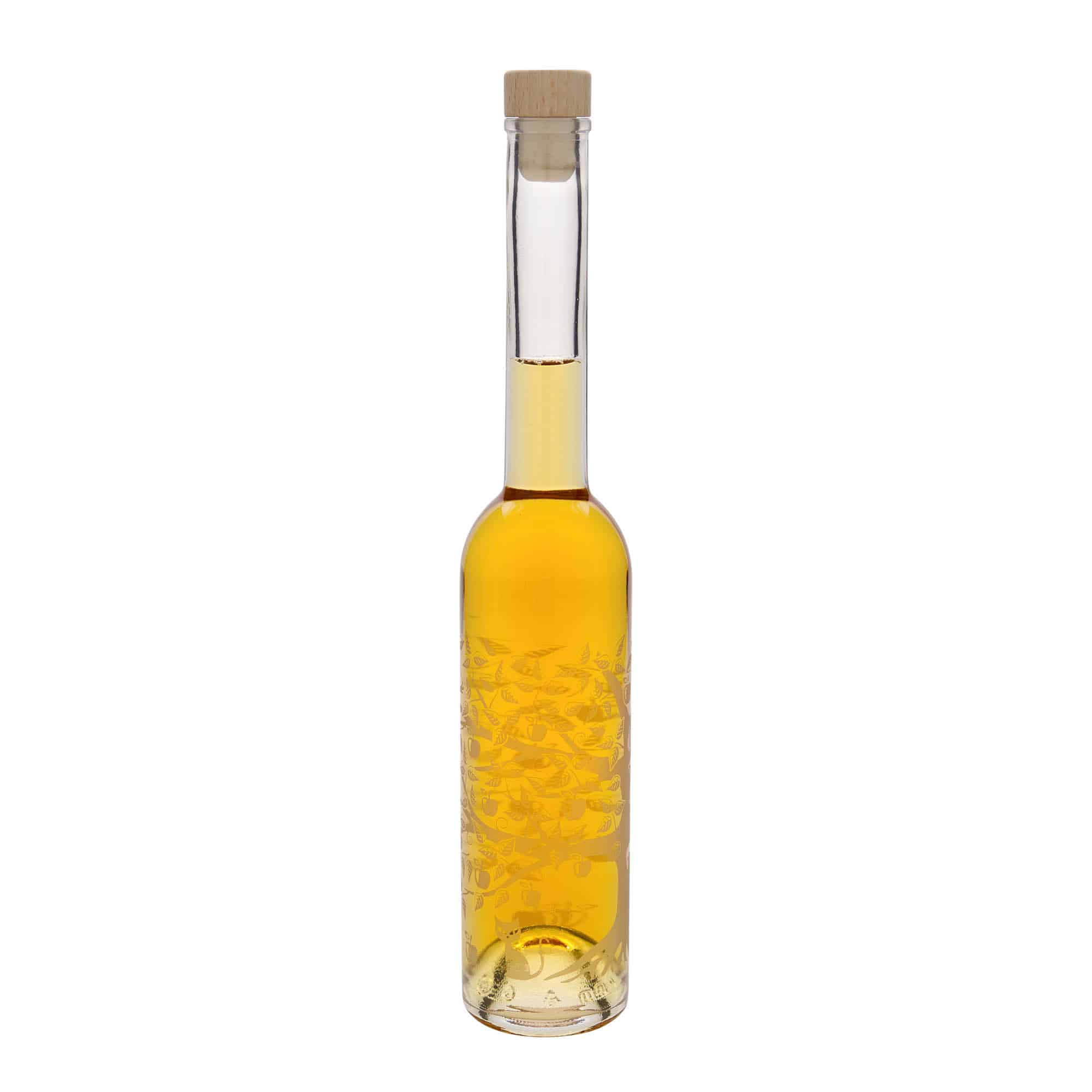 Glazen fles 'Opera', 350 ml, motief: Appelboom, monding: kurk