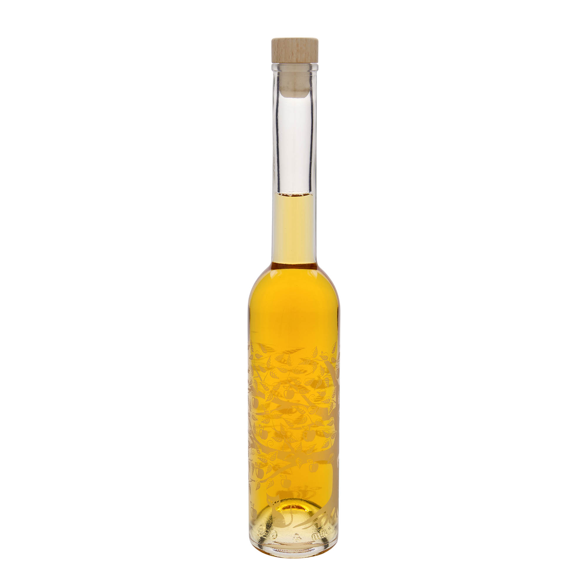 350 ml glazen fles 'Opera', motief: appelboom, opening: kurk 350 ml glazen fles 'Opera', motief: appelboom, opening: kurk
