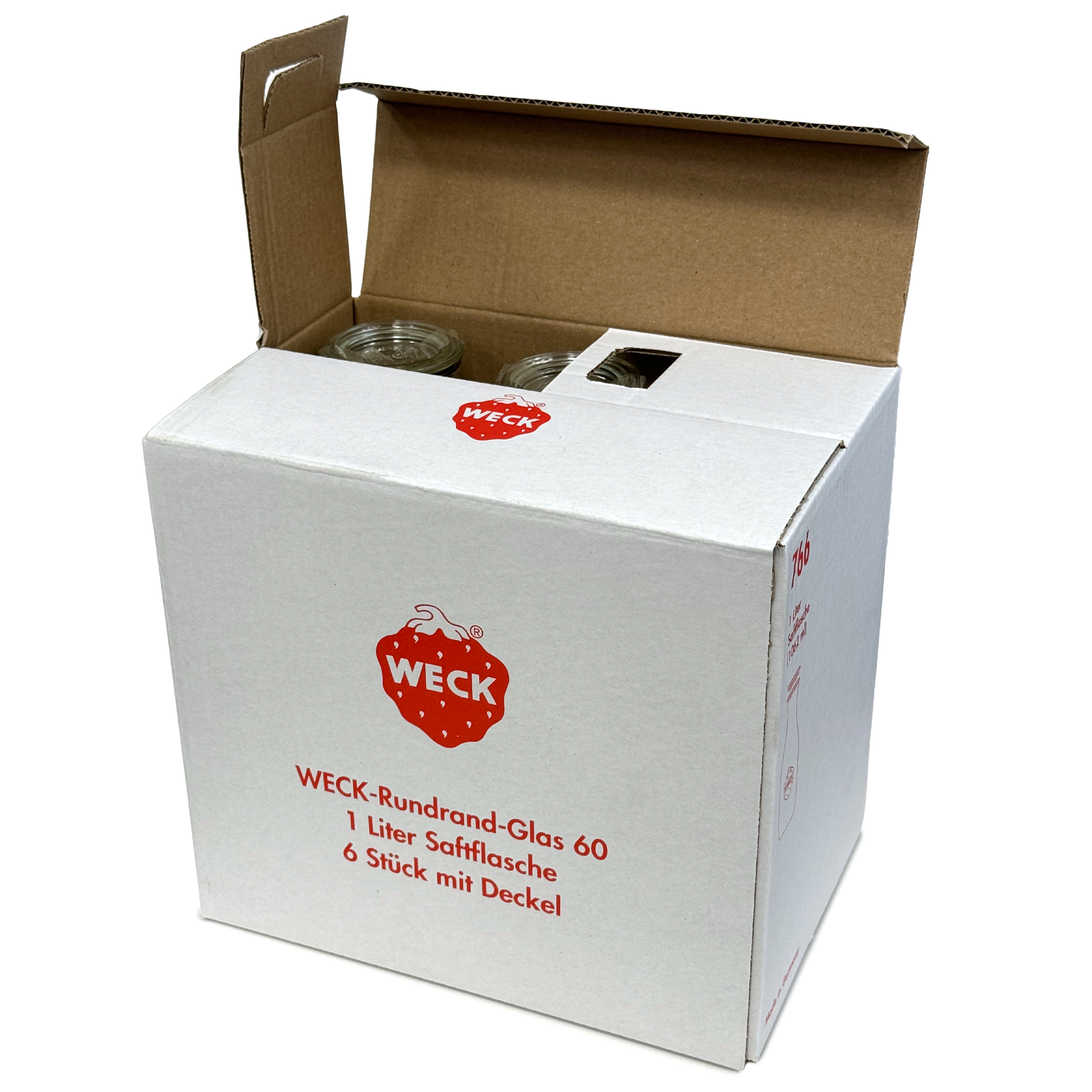 6x 1000 ml WECK-sapfles met glazen deksel RR 60