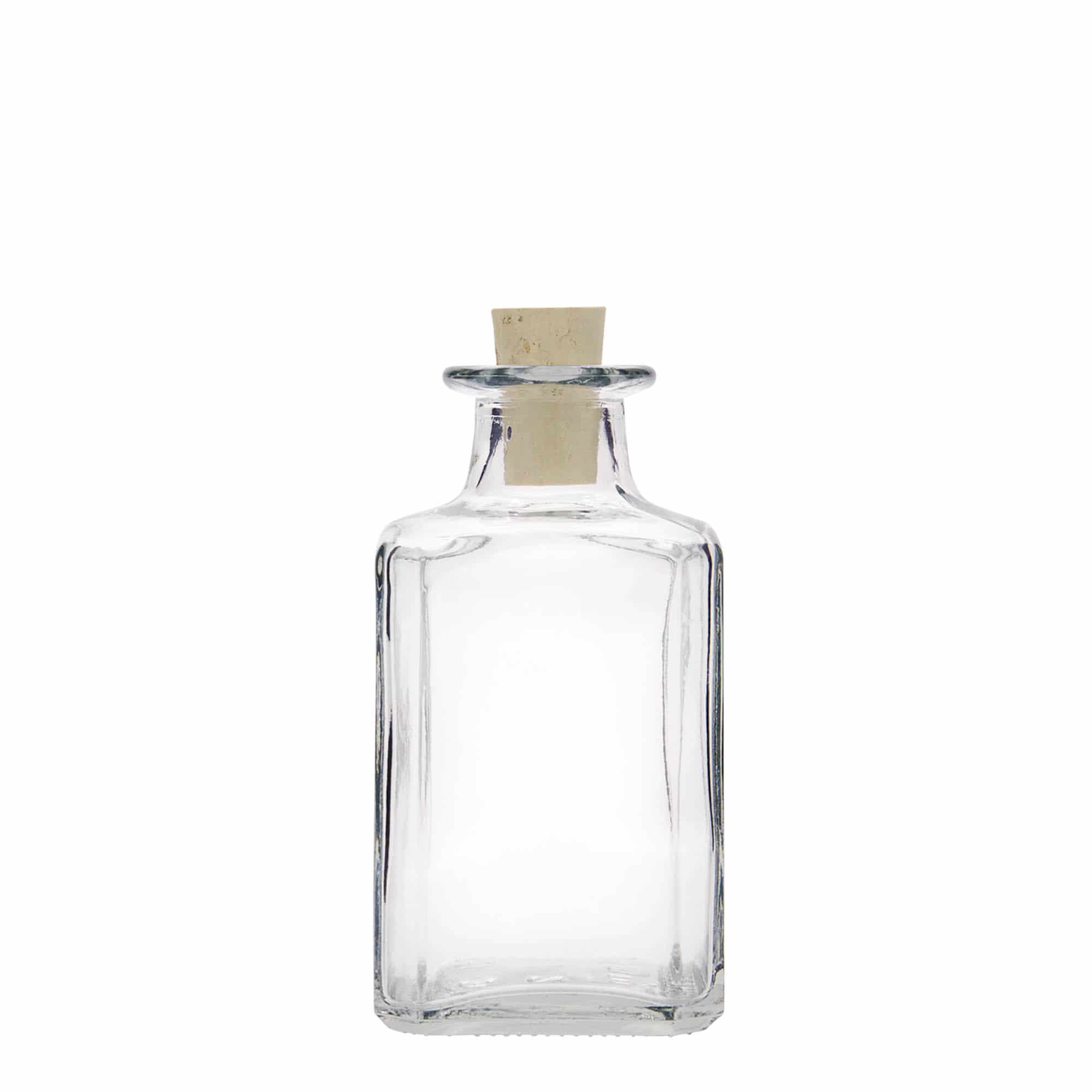 Glazen fles 'Torben', 250 ml, vierkant, monding: kurk