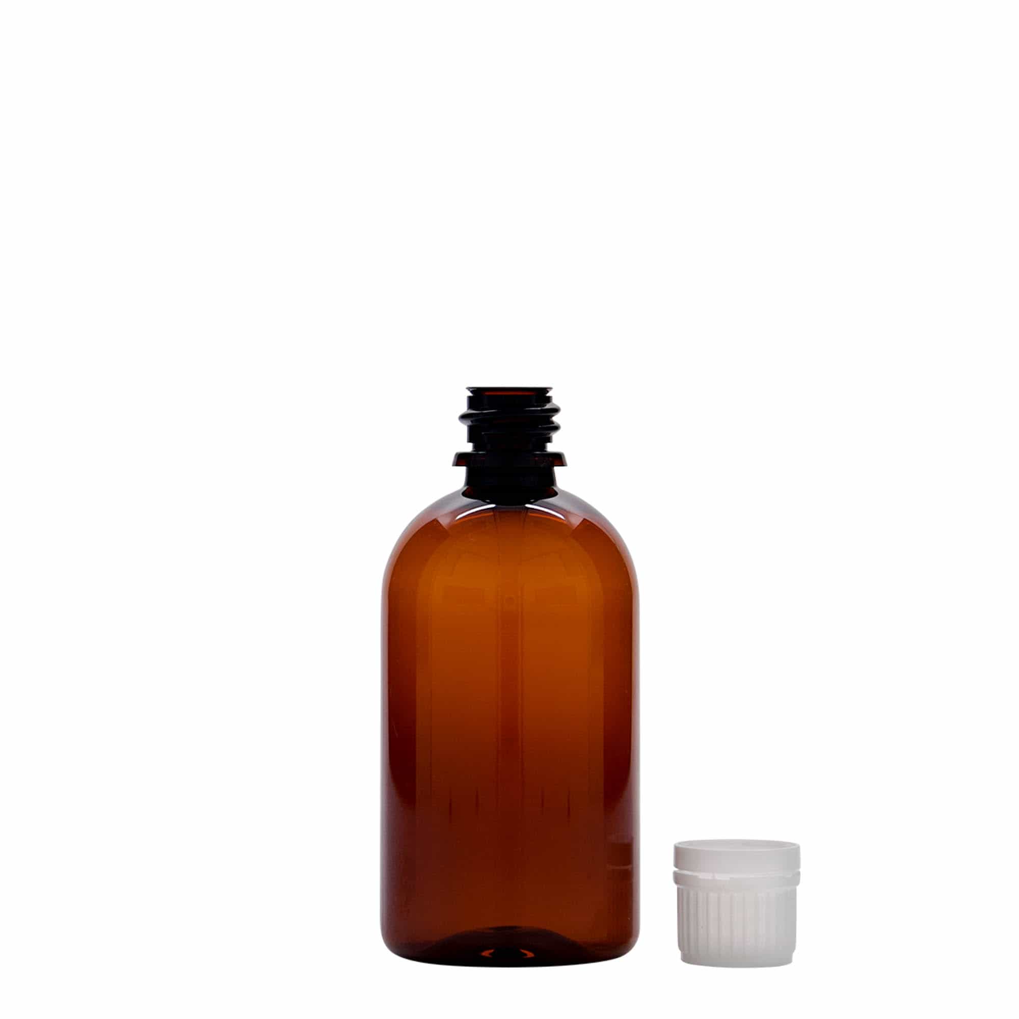 100 ml PET-medische fles 'Easy Living', bruin, kunststof, opening: DIN 18