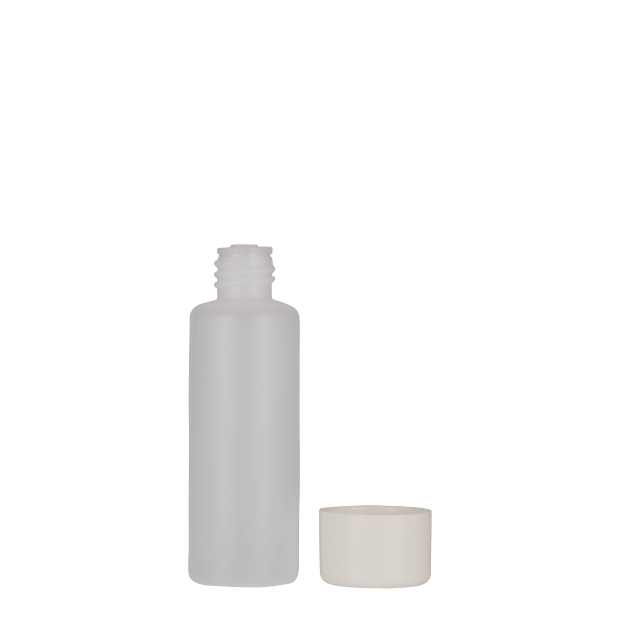 50 ml ronde fles, PE-kunststof, naturel, opening: schroefdop