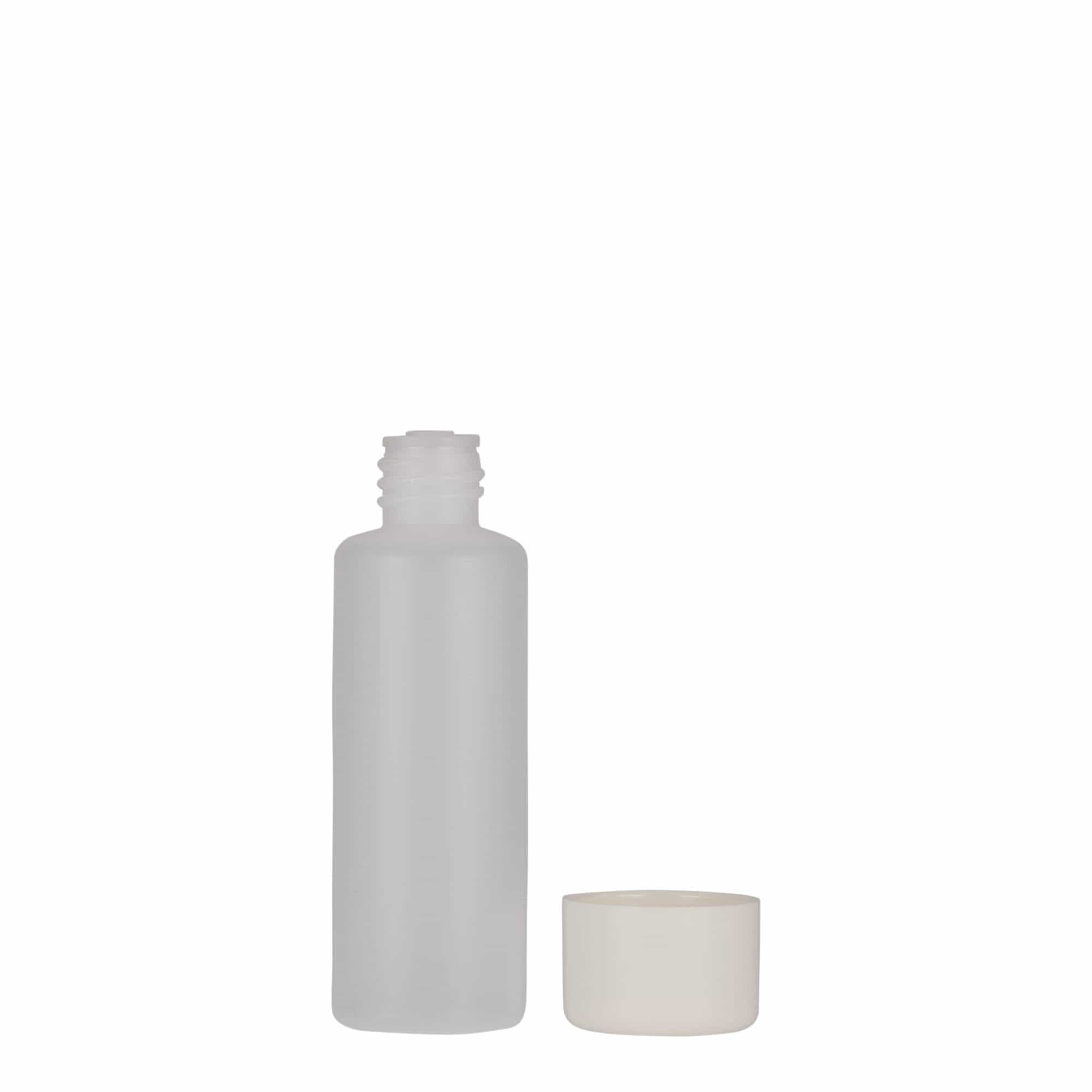 50 ml ronde fles, PE-kunststof, naturel, opening: schroefdop