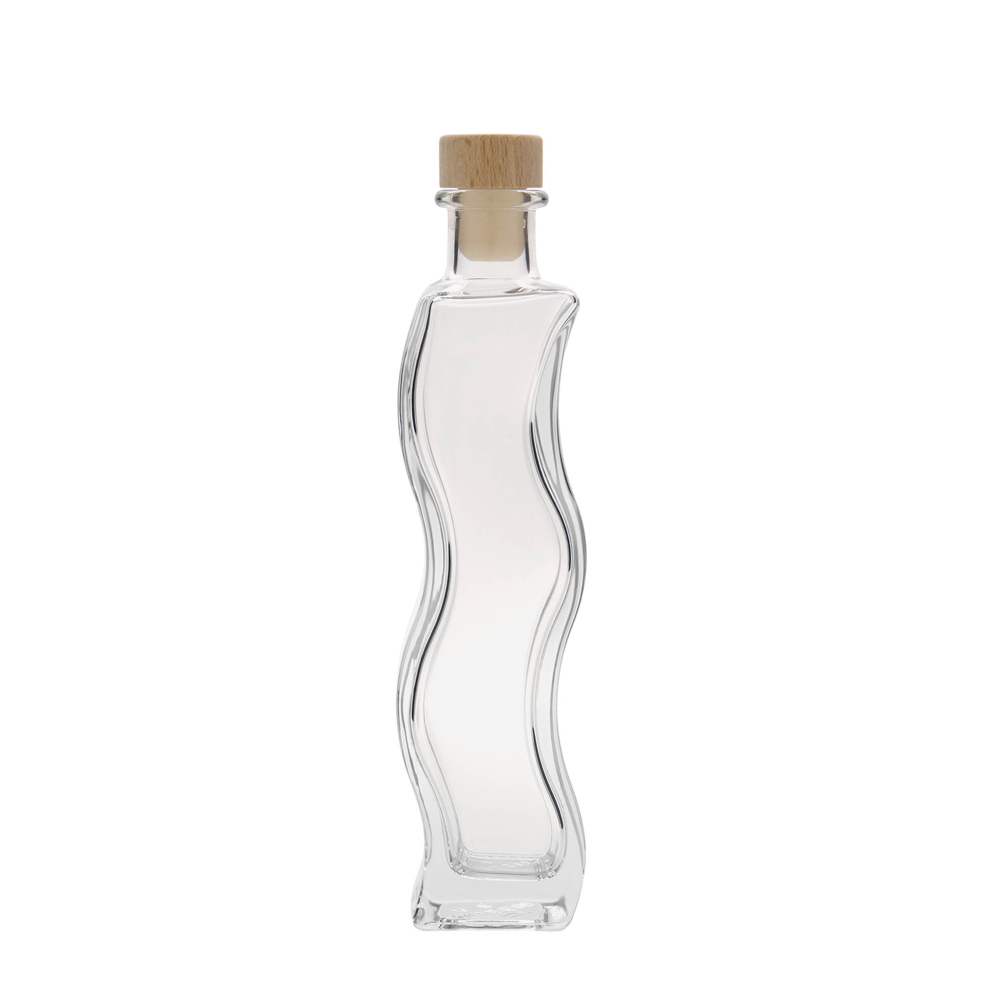 200 ml glazen fles 'Welle', vierkant, opening: kurk 200 ml glazen fles 'Welle', vierkant, opening: kurk
