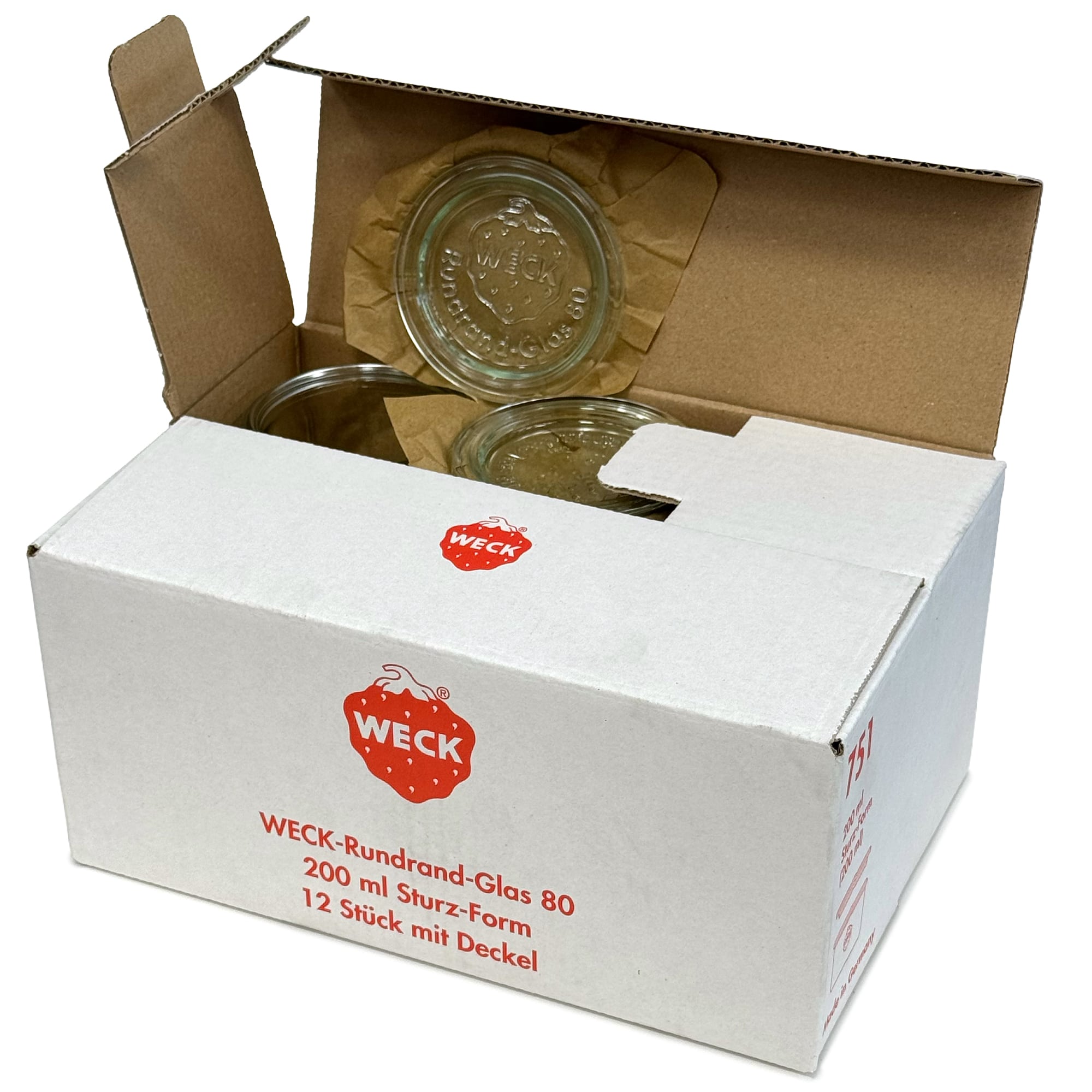 12x 200 ml WECK-stortglas met glazen deksel RR 80
