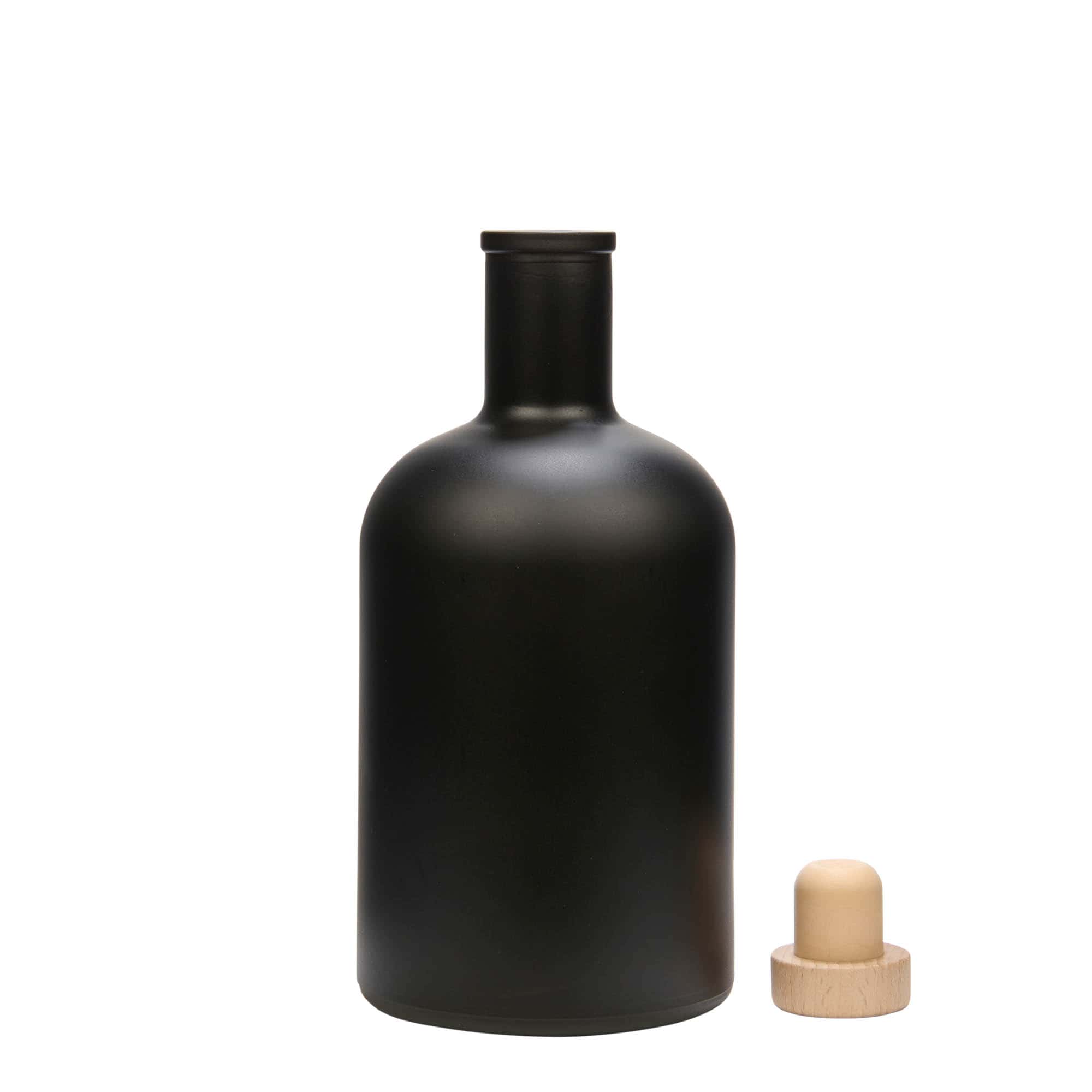 Glazen fles 'Gerardino', 700 ml, zwart, monding: kurk