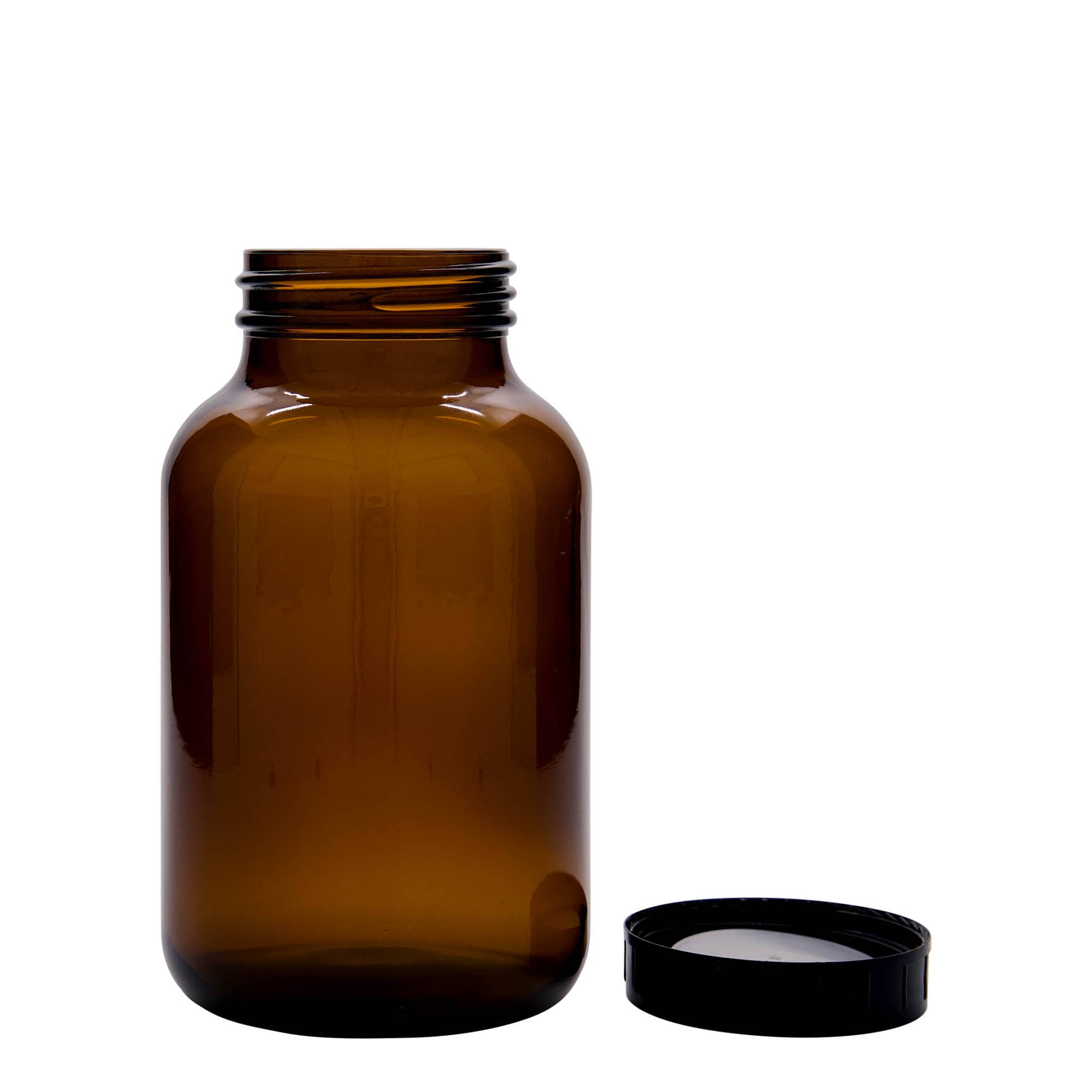 1.000 ml wijdehalsglas, bruin, opening: DIN 68