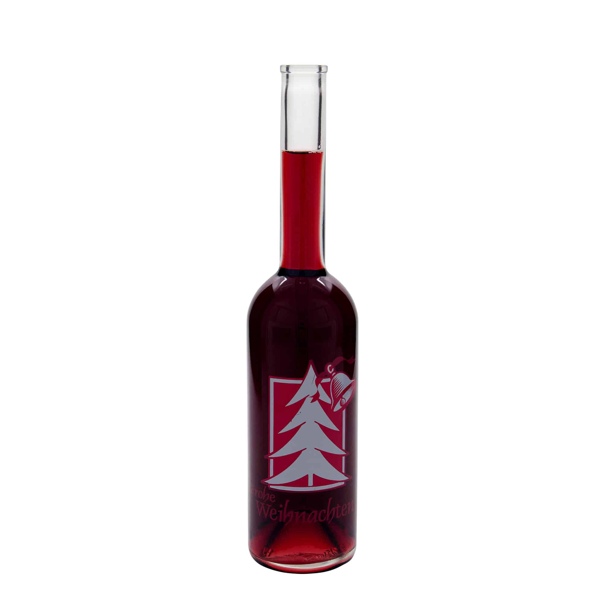 500 ml glazen fles 'Opera', motief: kerstgroet, hals: kurk