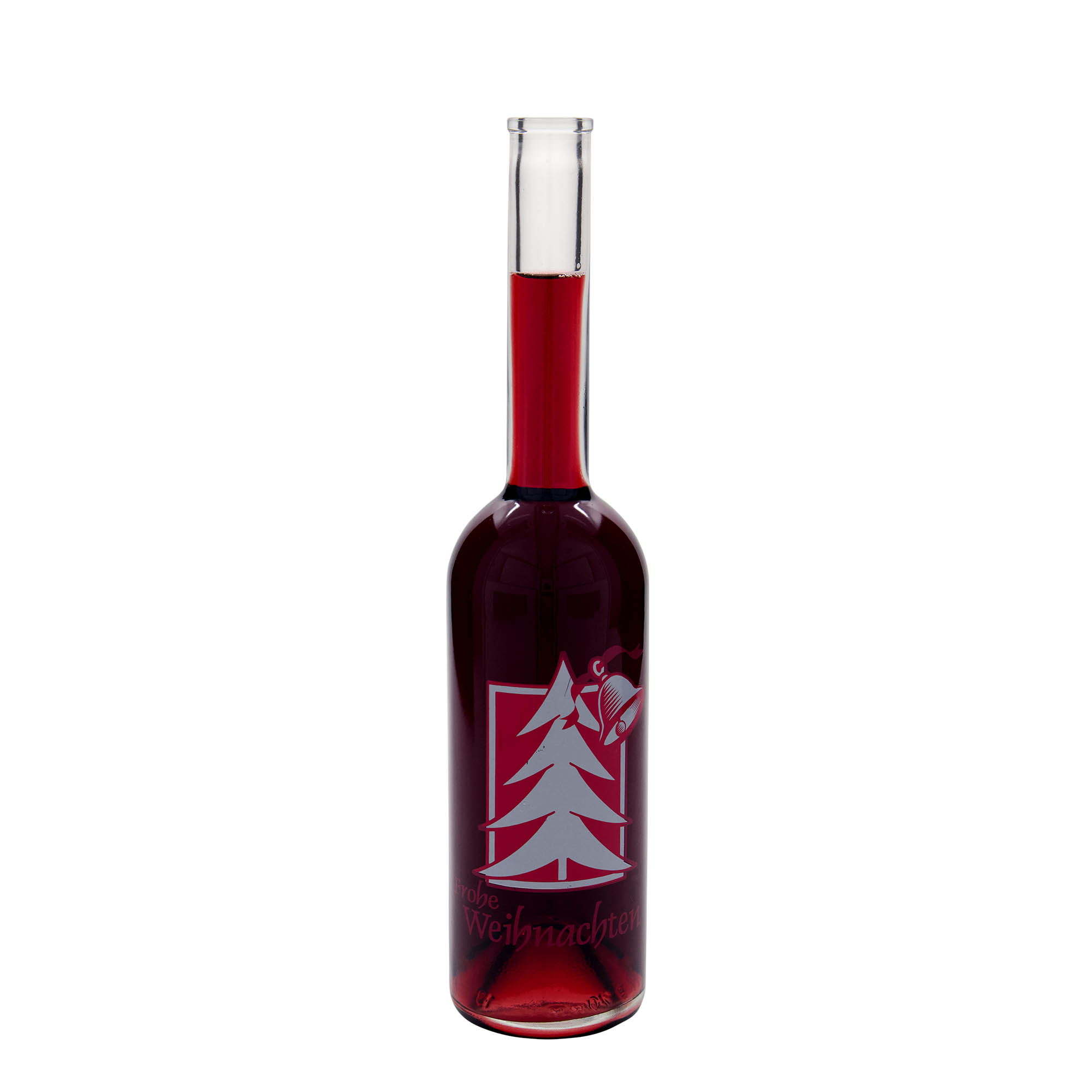 500 ml glazen fles 'Opera', motief: kerstgroet, hals: kurk