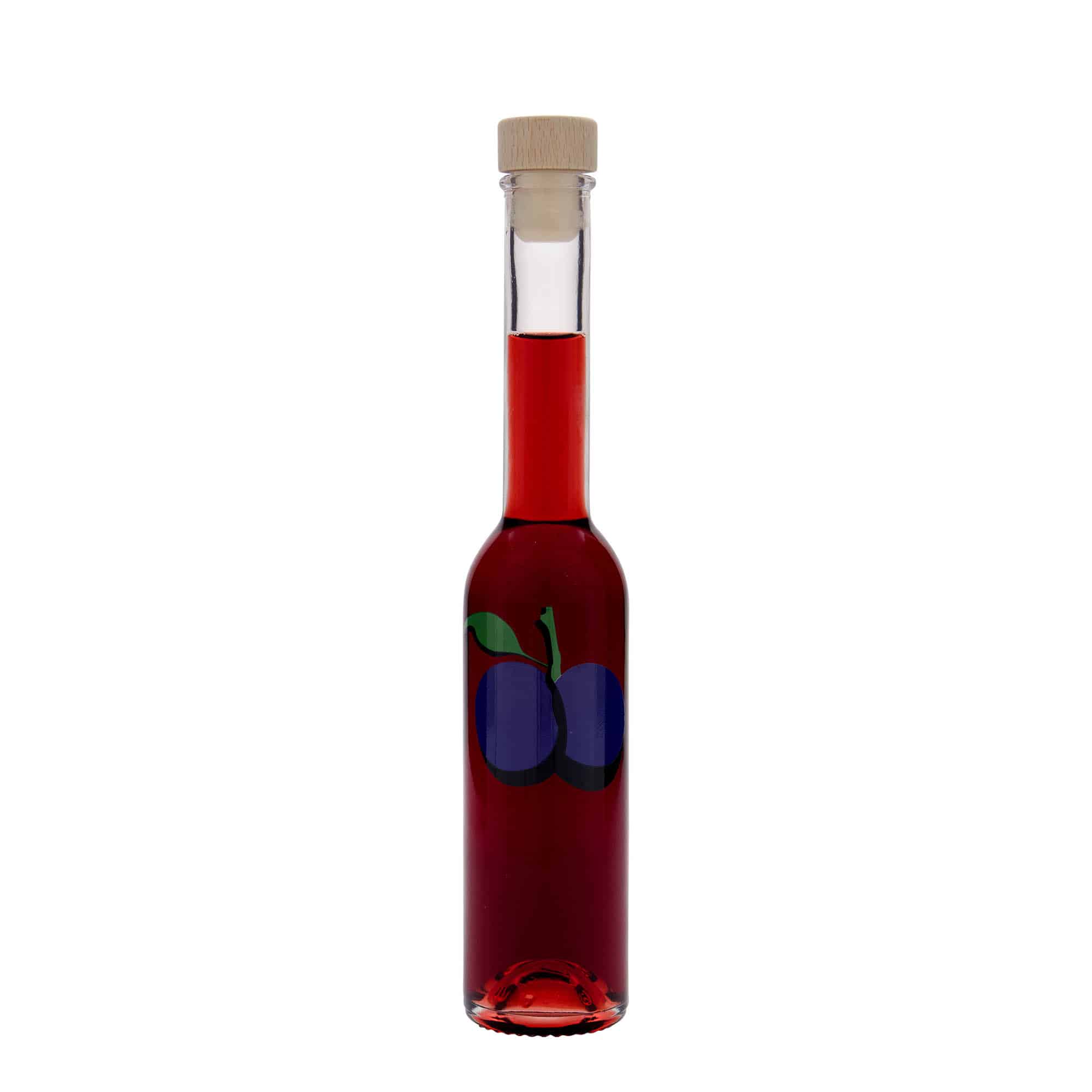 200 ml glazen fles 'Opera', motief: pruim, hals: kurk