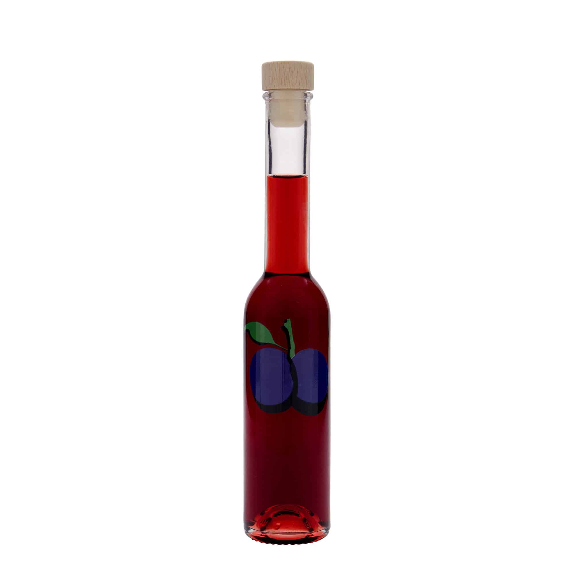 200 ml glazen fles 'Opera', motief: pruim, hals: kurk
