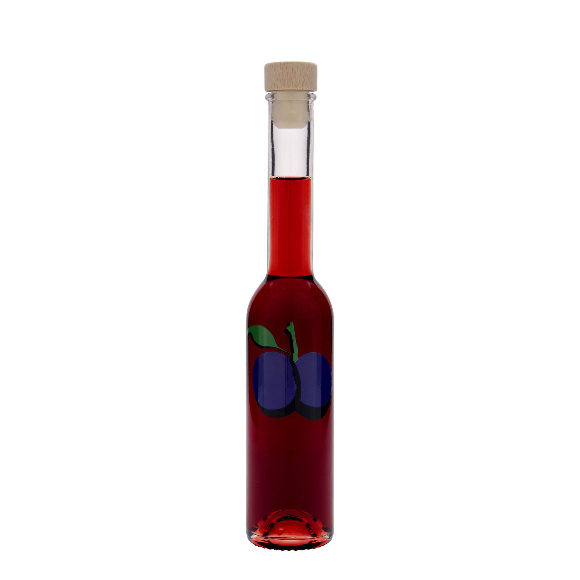 200 ml glazen fles 'Opera', motief: pruim, hals: kurk