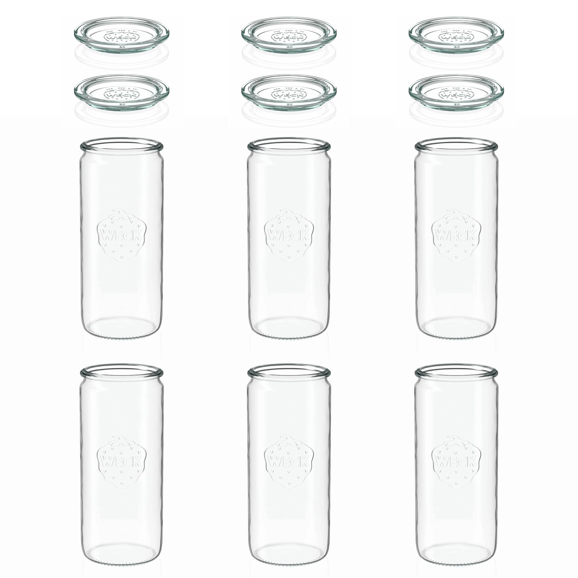 6x 1040 ml WECK-cilinderglas met glazen deksel RR 80