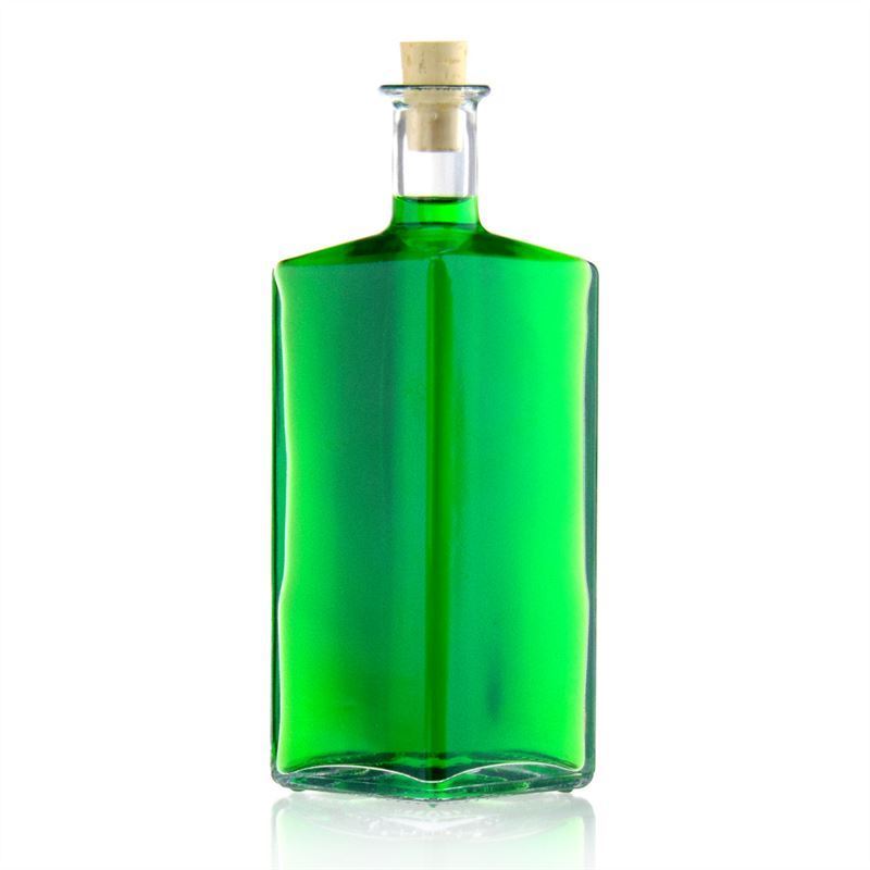 500 ml glazen fles 'Riva', ruitvormig, opening: kurk 500 ml glazen fles 'Riva', ruitvormig, opening: kurk