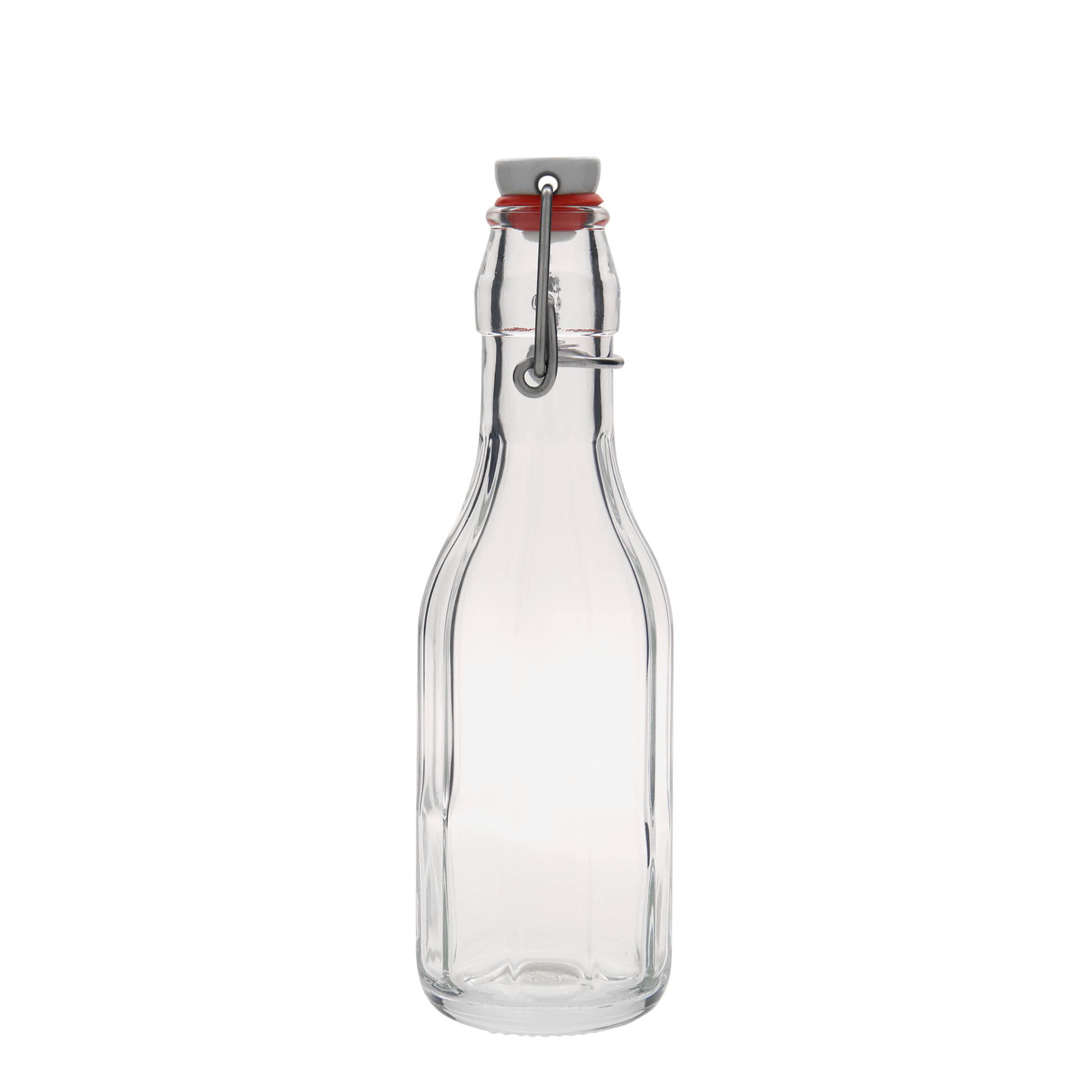 250 ml glazen fles 'Bravo', tienhoekig, opening: beugelsluiting 250 ml glazen fles 'Bravo', tienhoekig, opening: beugelsluiting