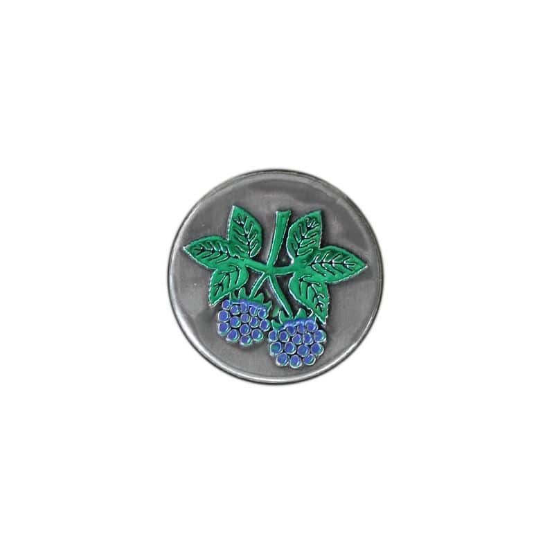 Tinnen etiket 'Braam', rond, metaal, zilver Tinnen etiket 'Braam', rond, metaal, zilver