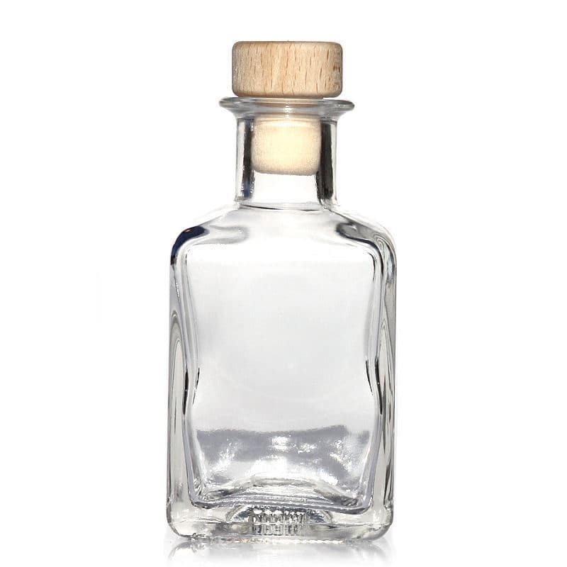 Glazen fles 'Kubica', 200 ml, vierkant, monding: kurk