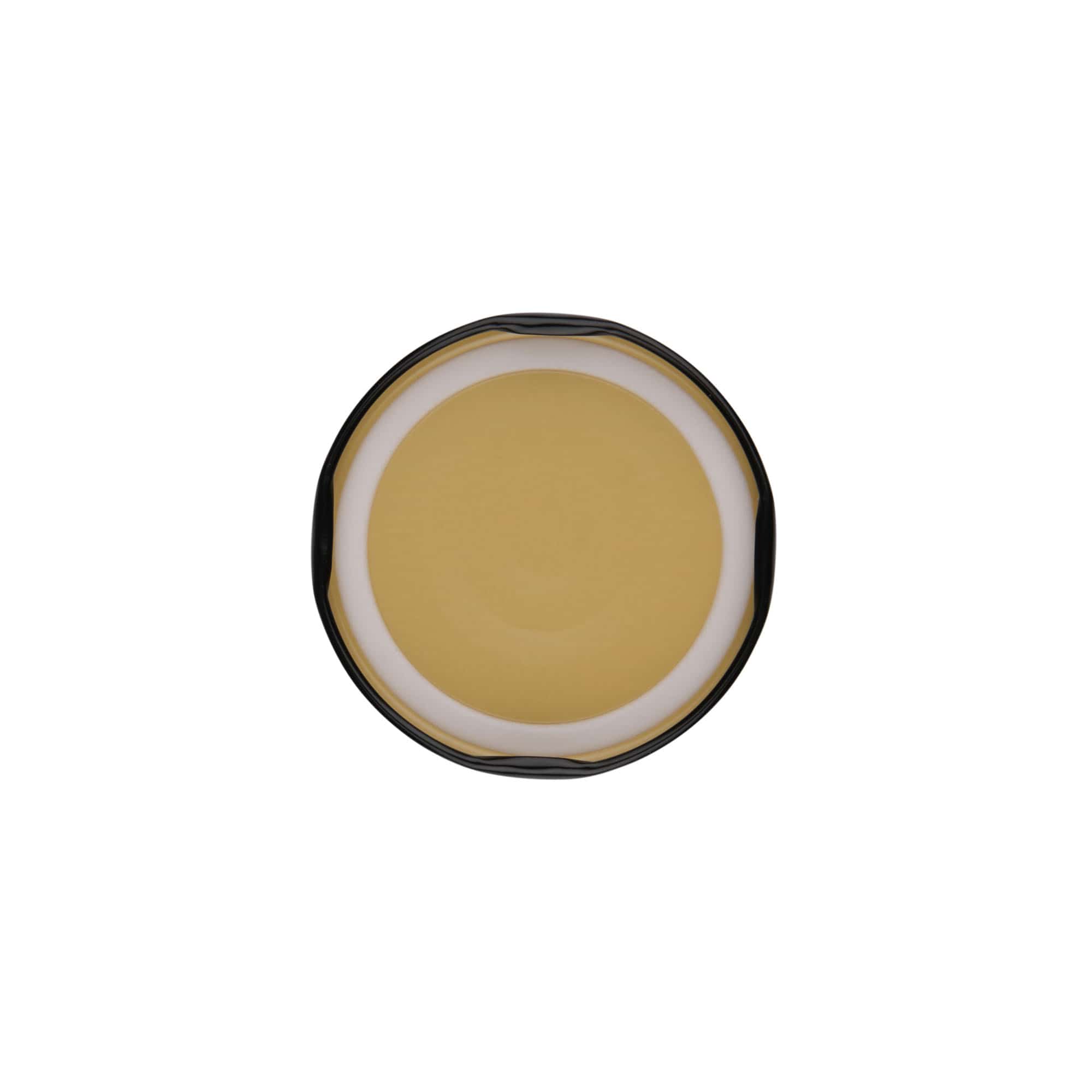 Twist-off-deksel, wit blik, zwart, voor opening: TO 63 Twist-off-deksel, wit blik, zwart, voor opening: TO 63