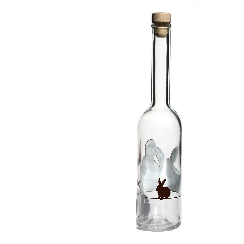 500 ml glazen fles 'Opera', motief: konijn, opening: kurk 500 ml glazen fles 'Opera', motief: konijn, opening: kurk