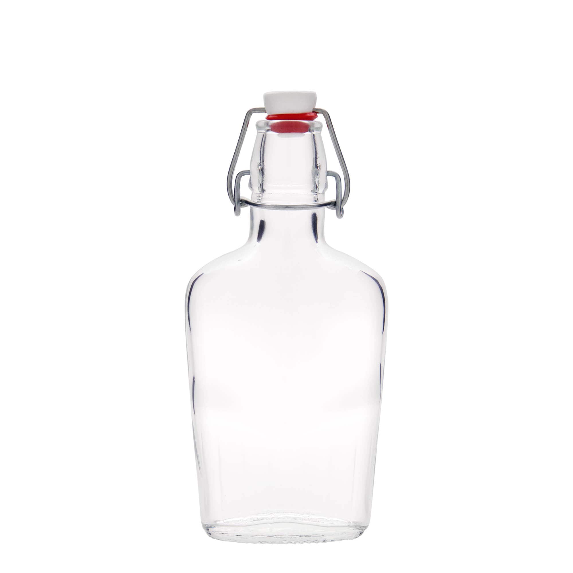 Glazen fles 'Fiaschetta', 250 ml, ovaal, monding: beugelsluiting