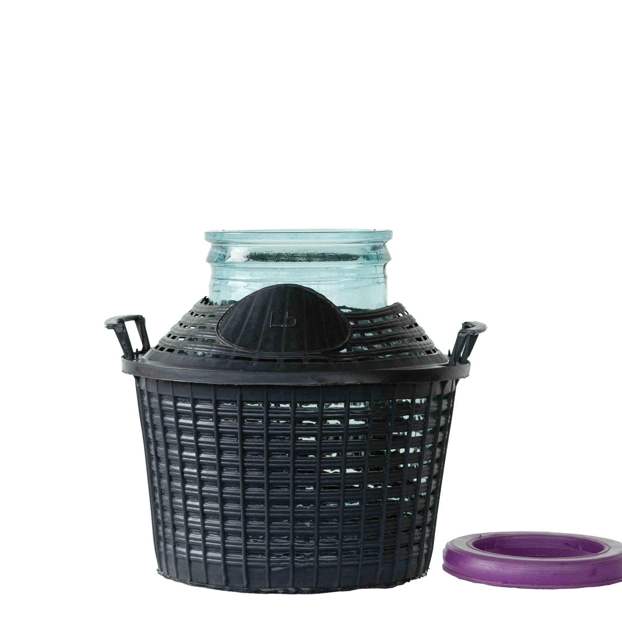 5 l ballonfles met brede hals, glas, opening: opzetdeksel 5 l ballonfles met brede hals, glas, opening: opzetdeksel