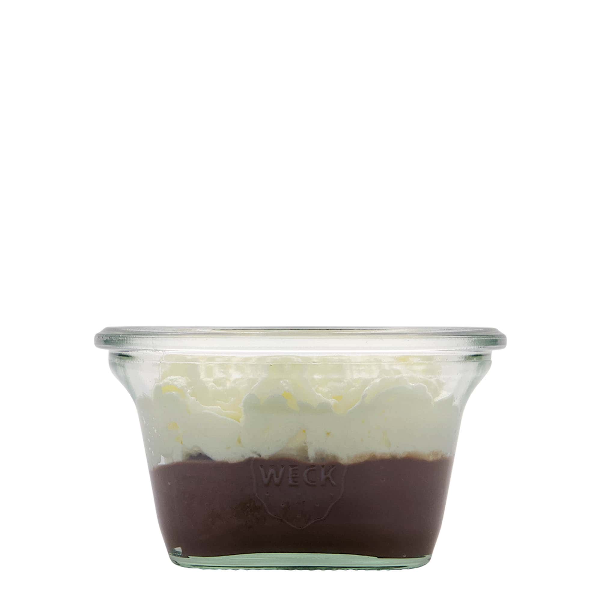 290 ml WECK-Quadroglas, vierkant, opening: ronde rand