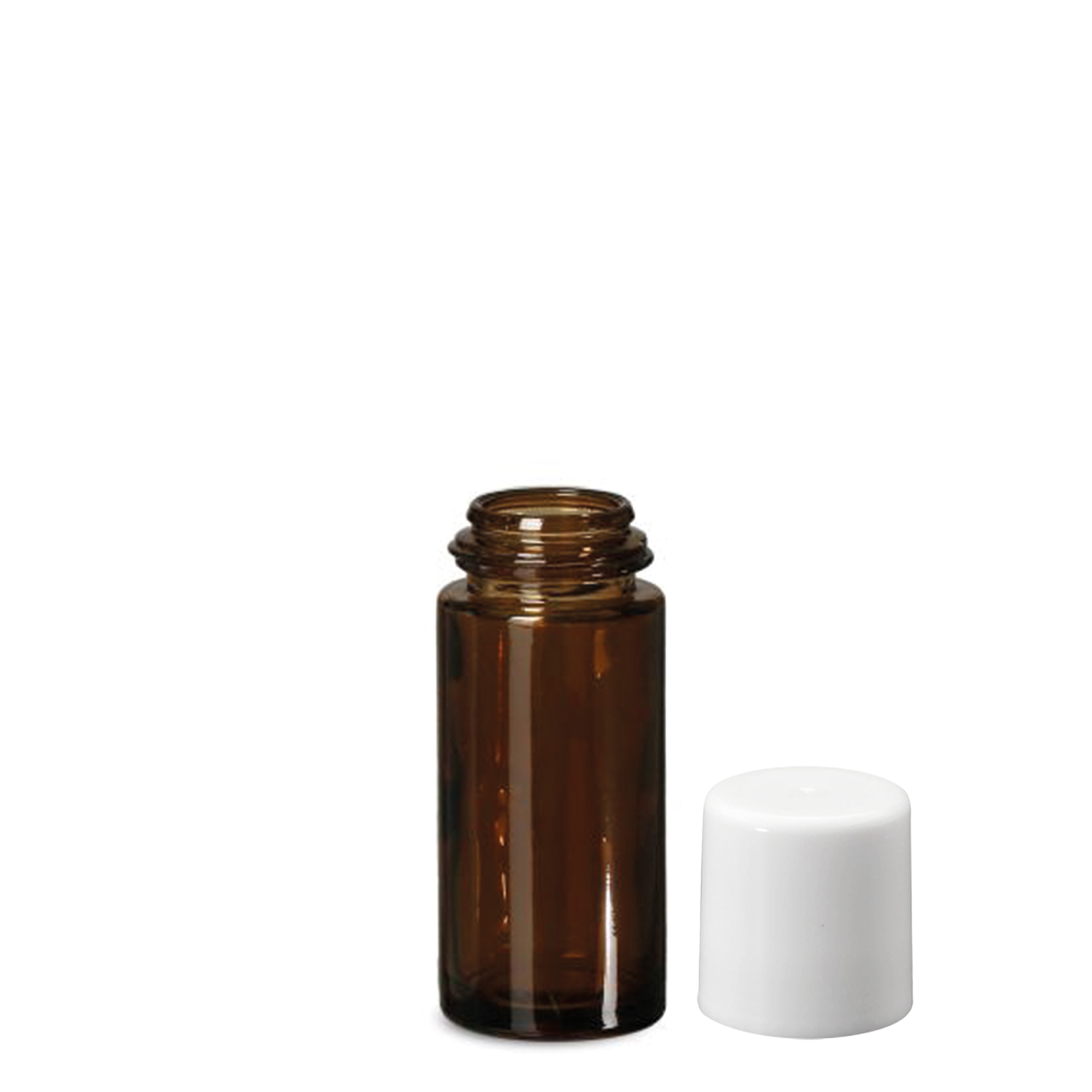 50 ml roll-onfles, glas, bruin, opening: schroefdop