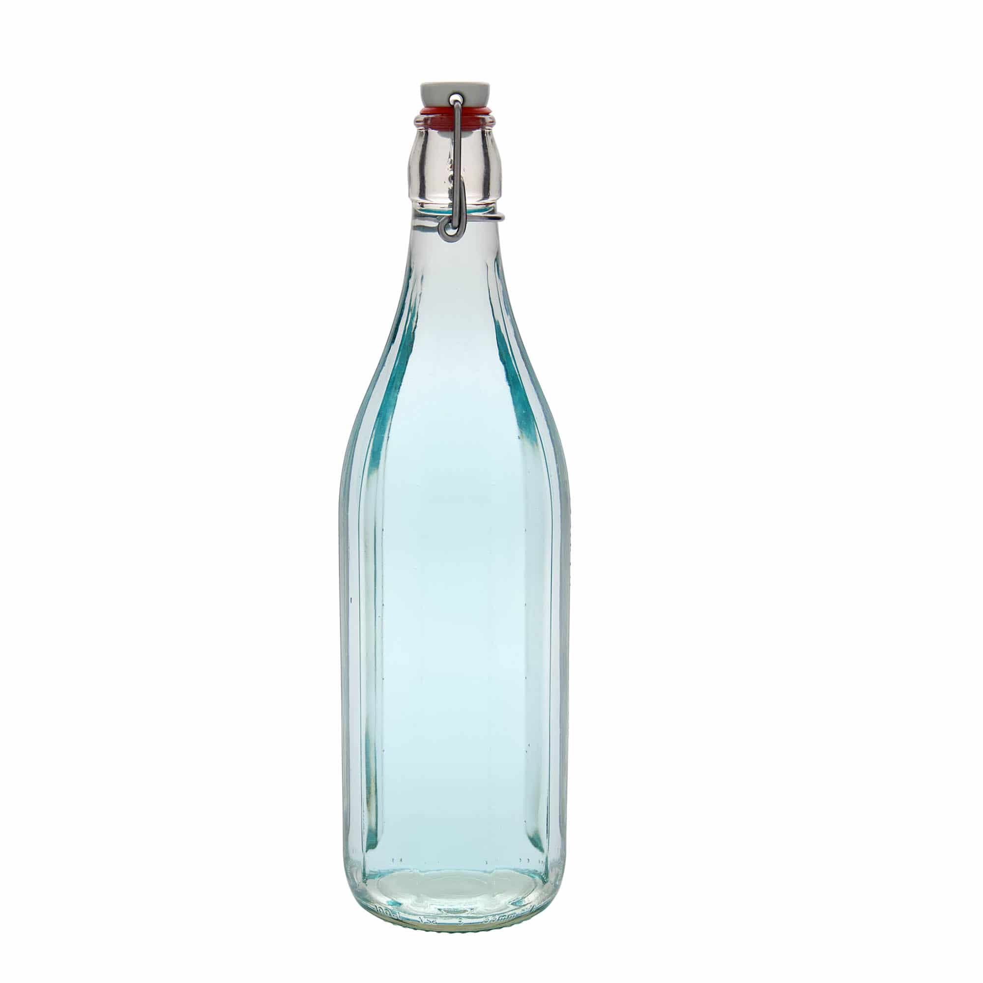 Glazen fles 'Bravo', 1000 ml, tienhoekig, monding: beugelsluiting