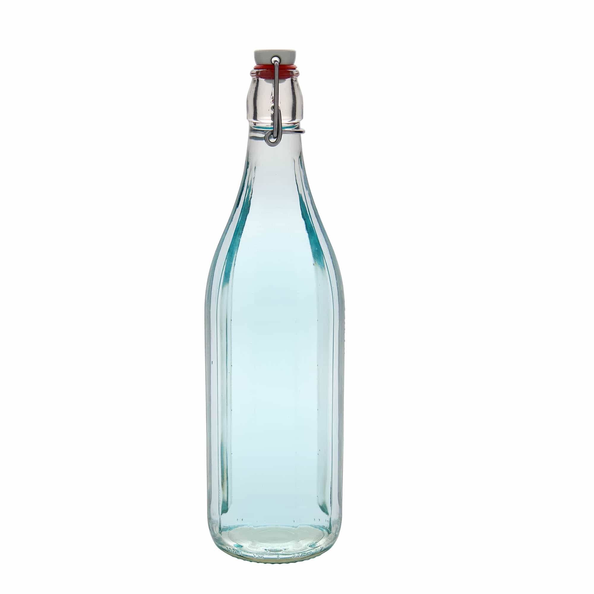 1.000 ml glazen fles 'Bravo', tienhoekig, mondstuk: beugelverschluss