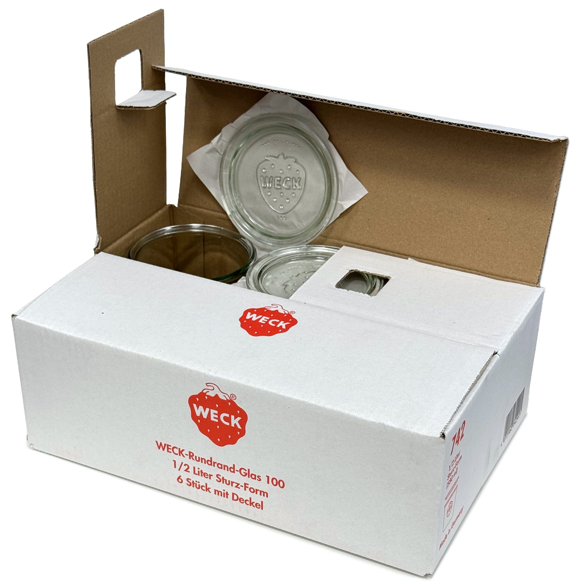 6x 580 ml WECK-stortglas met glazen deksel RR 100