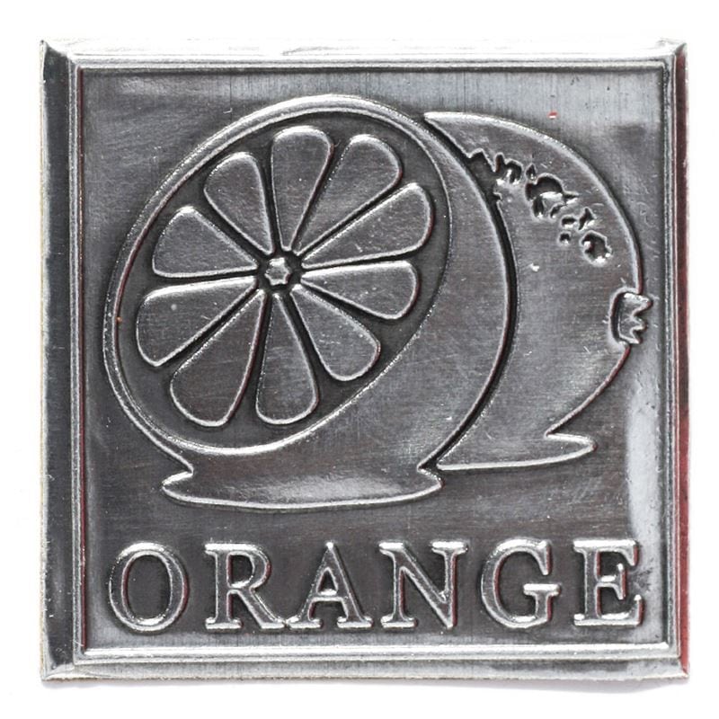 Bliketiket 'Orange', vierkant, metaal, zilver