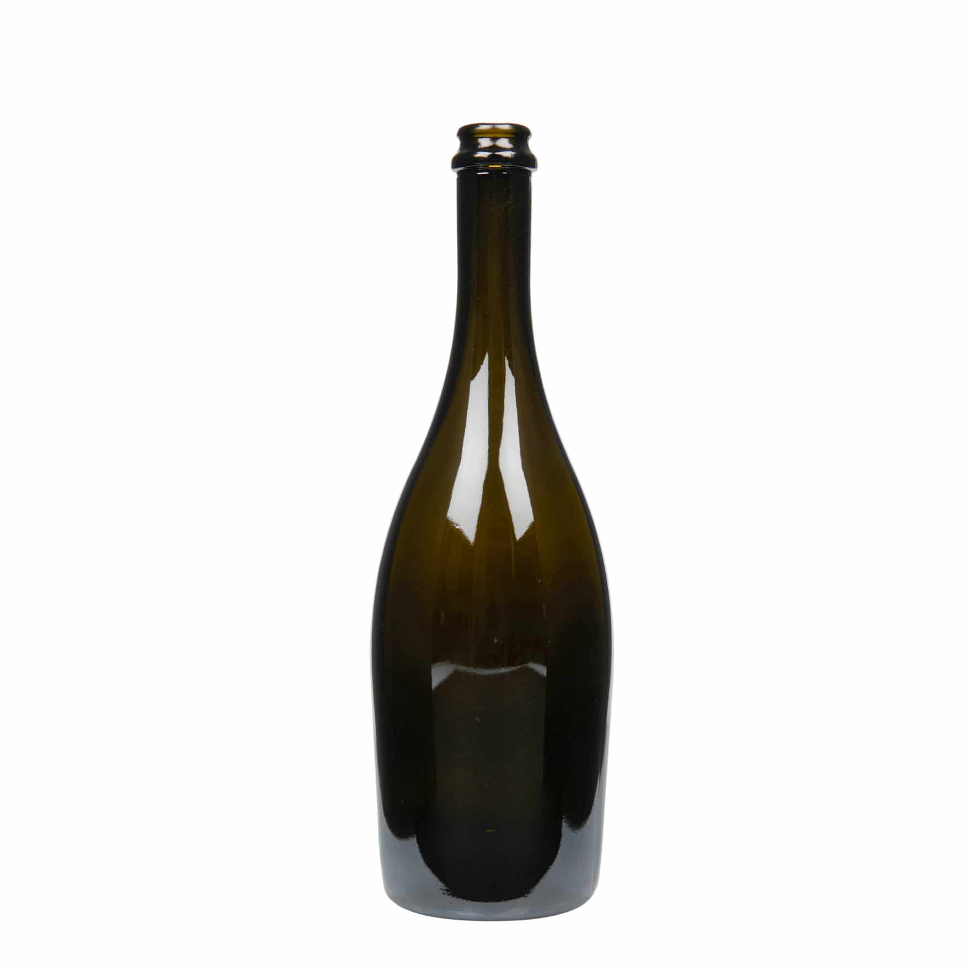 750 ml mousserende wijnfles 'Carmen', glas, antiekgroen, hals: kroonkurk