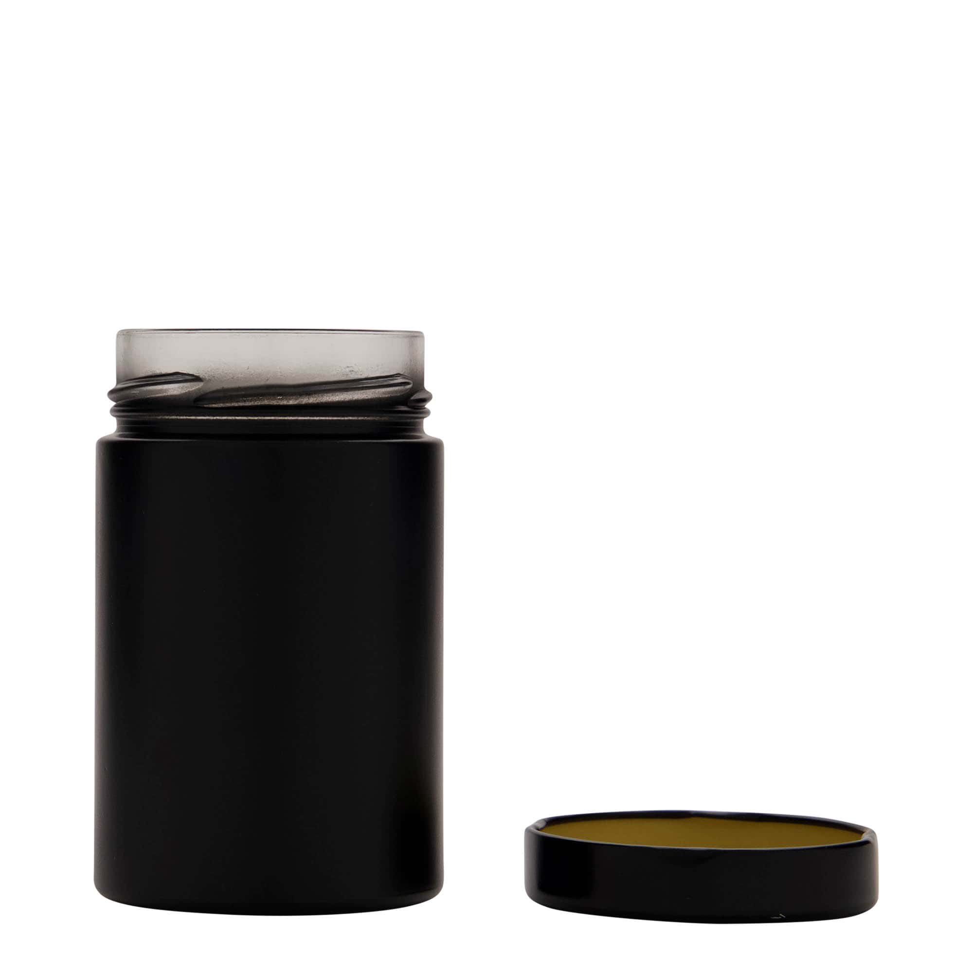 Ronde pot 'Aurora', 327 ml, zwart, monding: deep-twist-off (DTO 66)