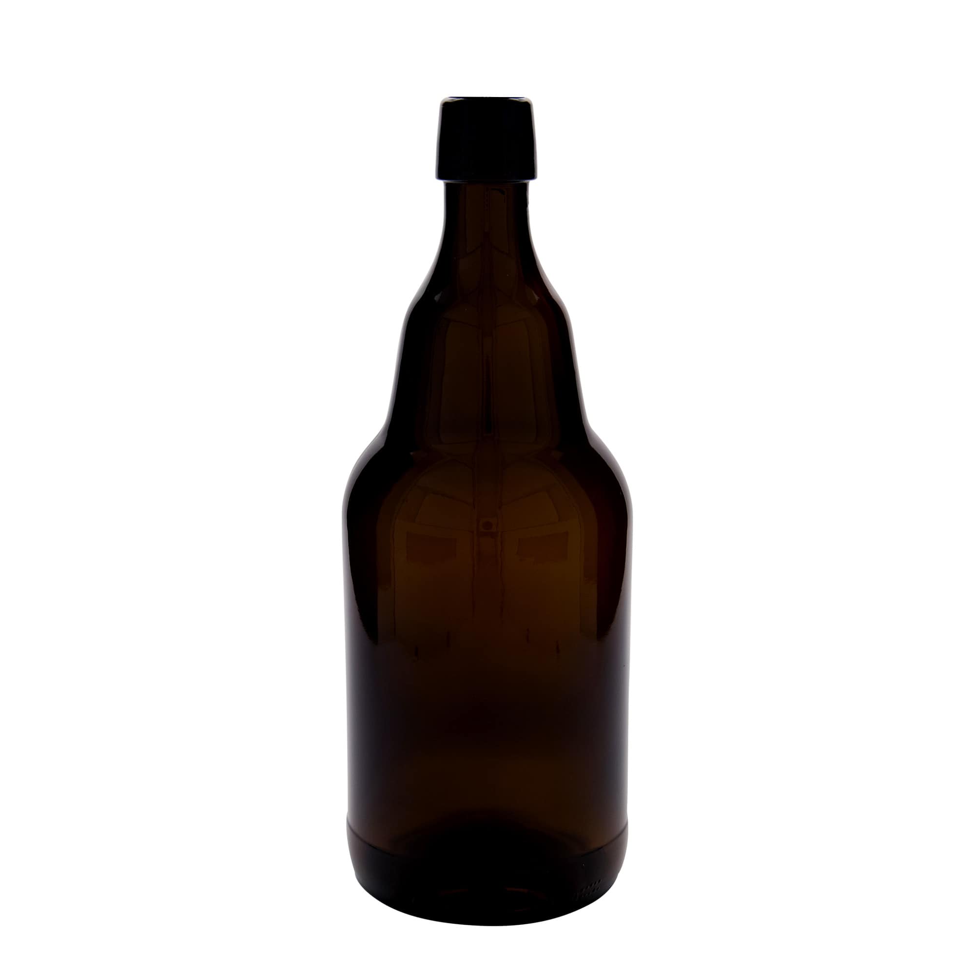 2.000 ml bierfles, glas, bruin, hals: beugelsluiting